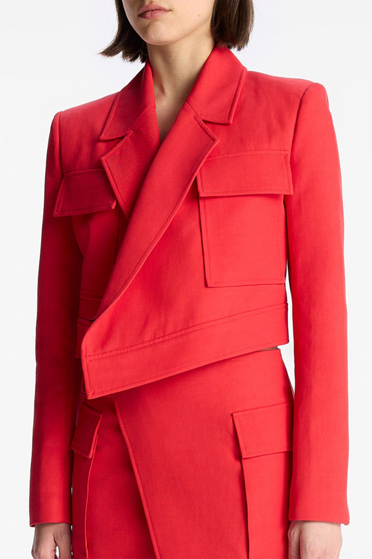 Reeve Cropped Jacket in Ruby - shop-olivia.com