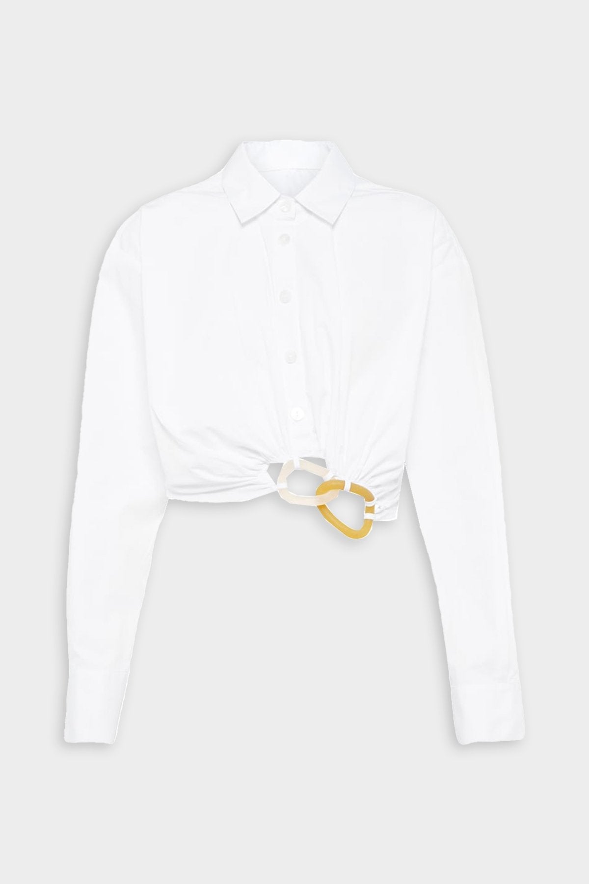 Resin Linked Crop Shirt in White - shop-olivia.com