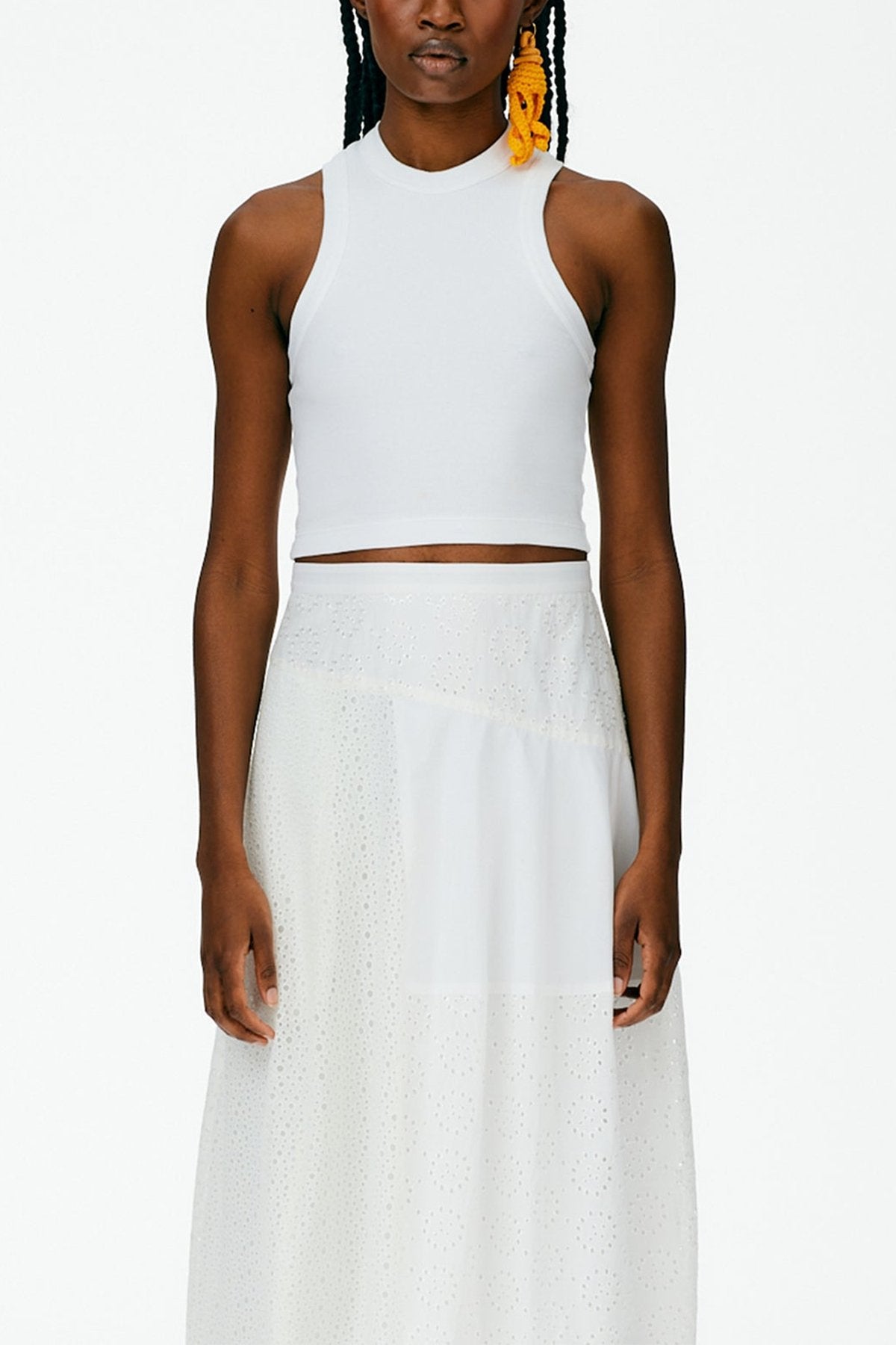 Ribbed T-Shirt Cropped Tank in White - shop-olivia.com