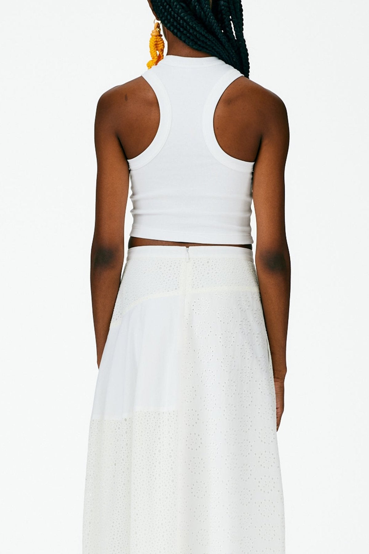 Ribbed T-Shirt Cropped Tank in White - shop-olivia.com
