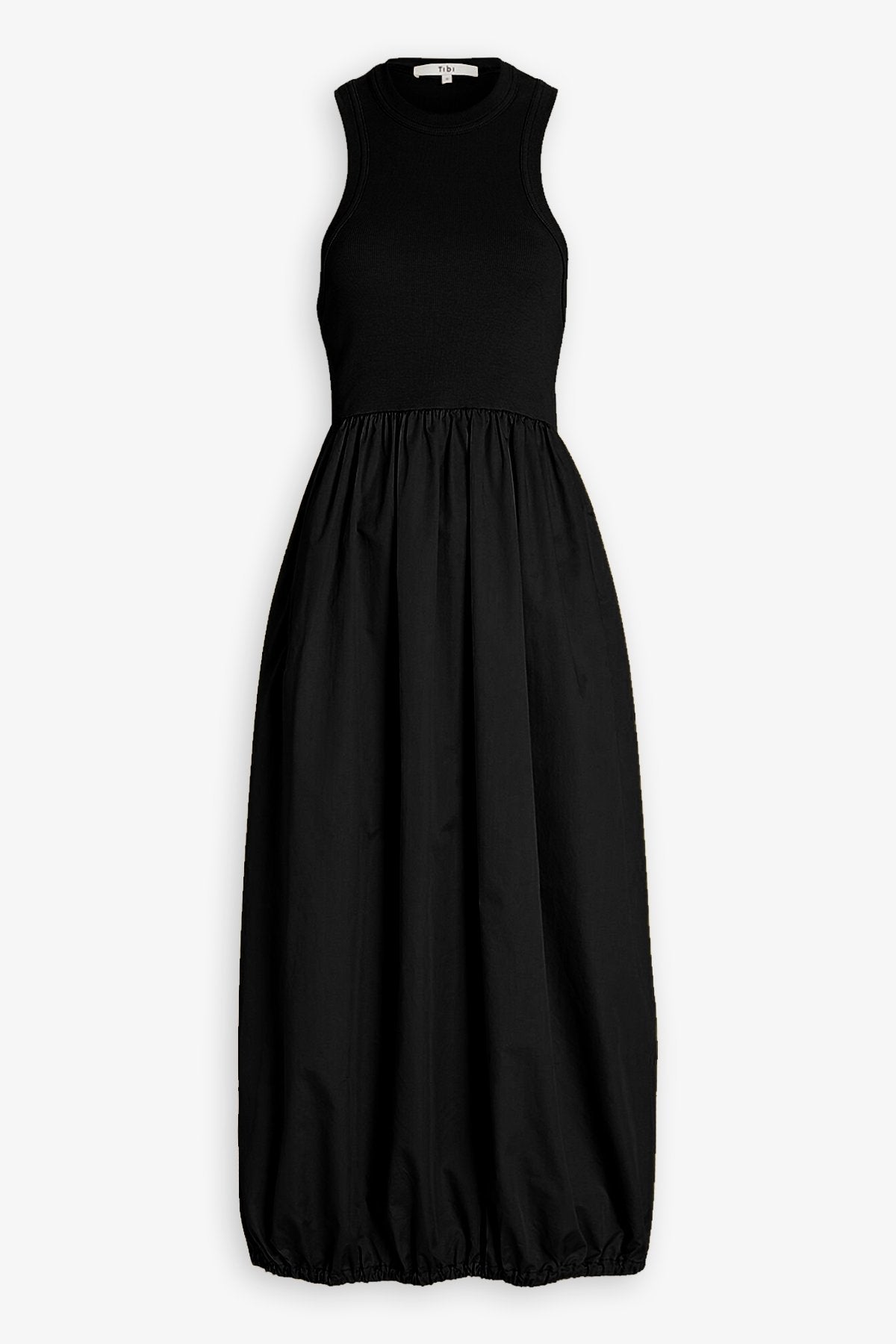 Ribbed Tank Balloon Dress in Black - shop-olivia.com