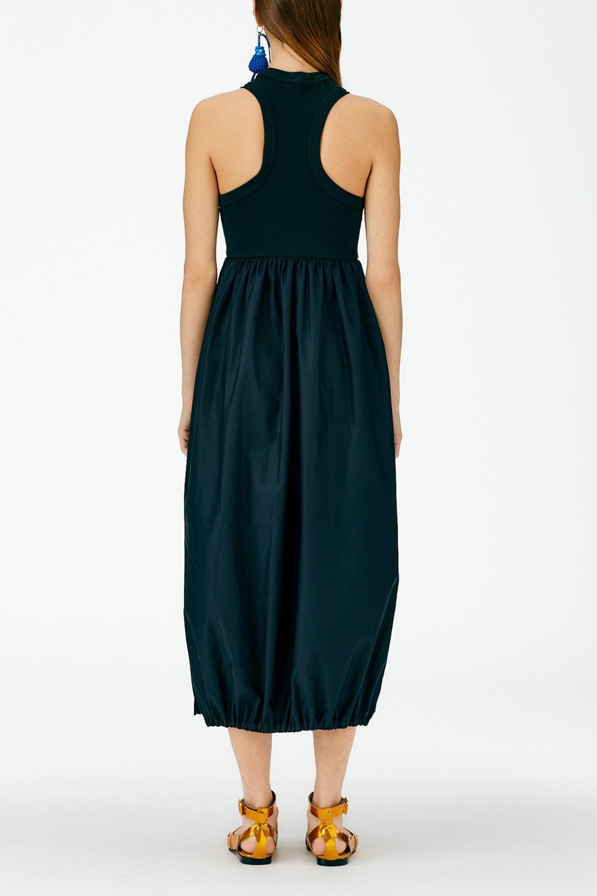 Ribbed Tank Balloon Dress in Black - shop-olivia.com