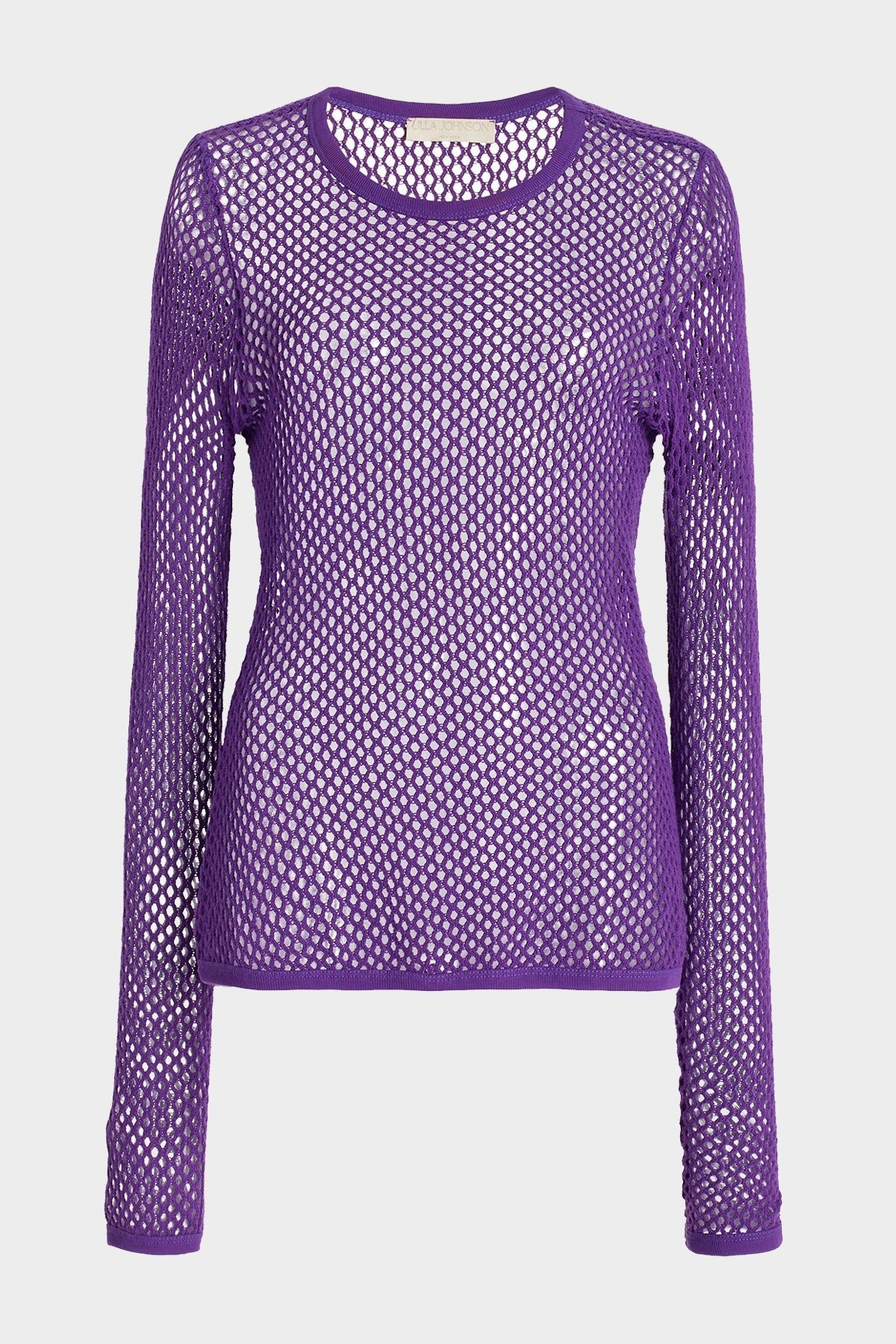 Rio Cotton Fishnet Long Sleeve Top in Cassis - shop-olivia.com