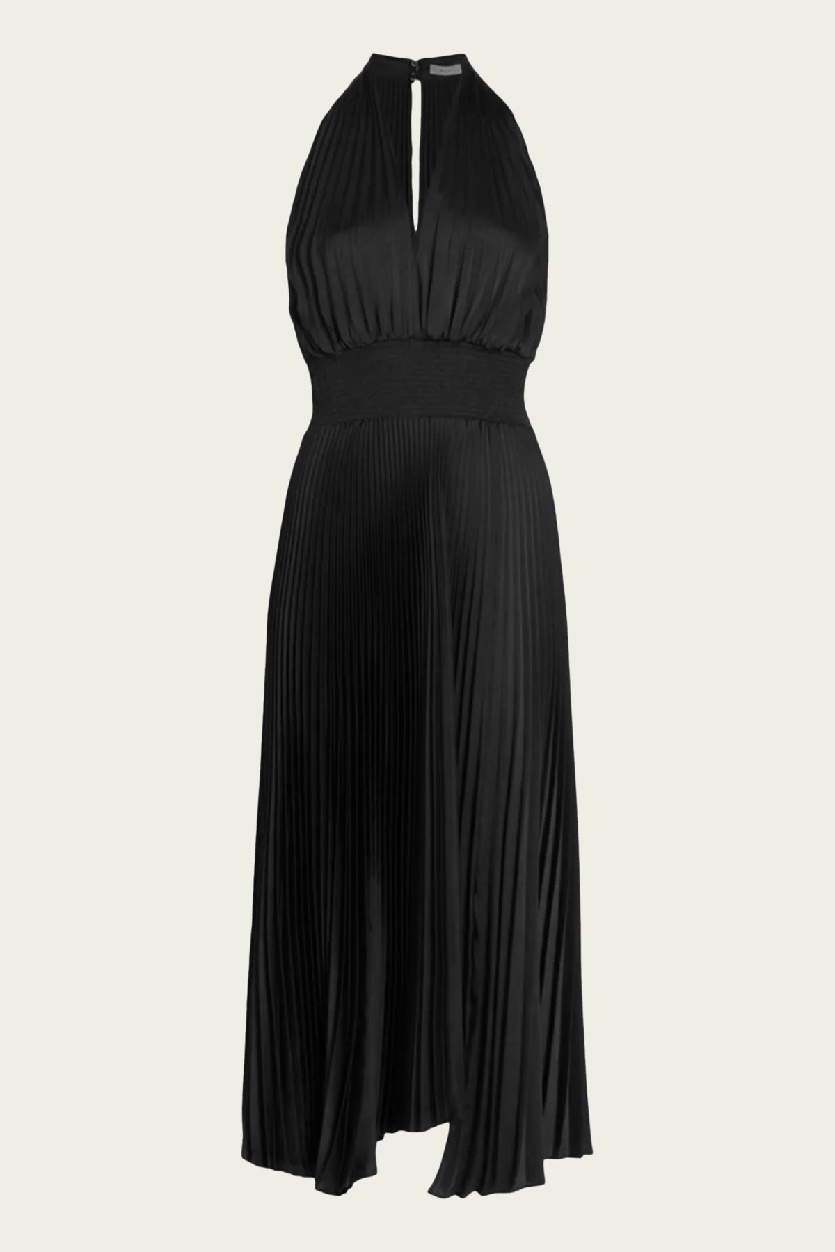 Rose Satin Pleated Dress in Black - shop-olivia.com