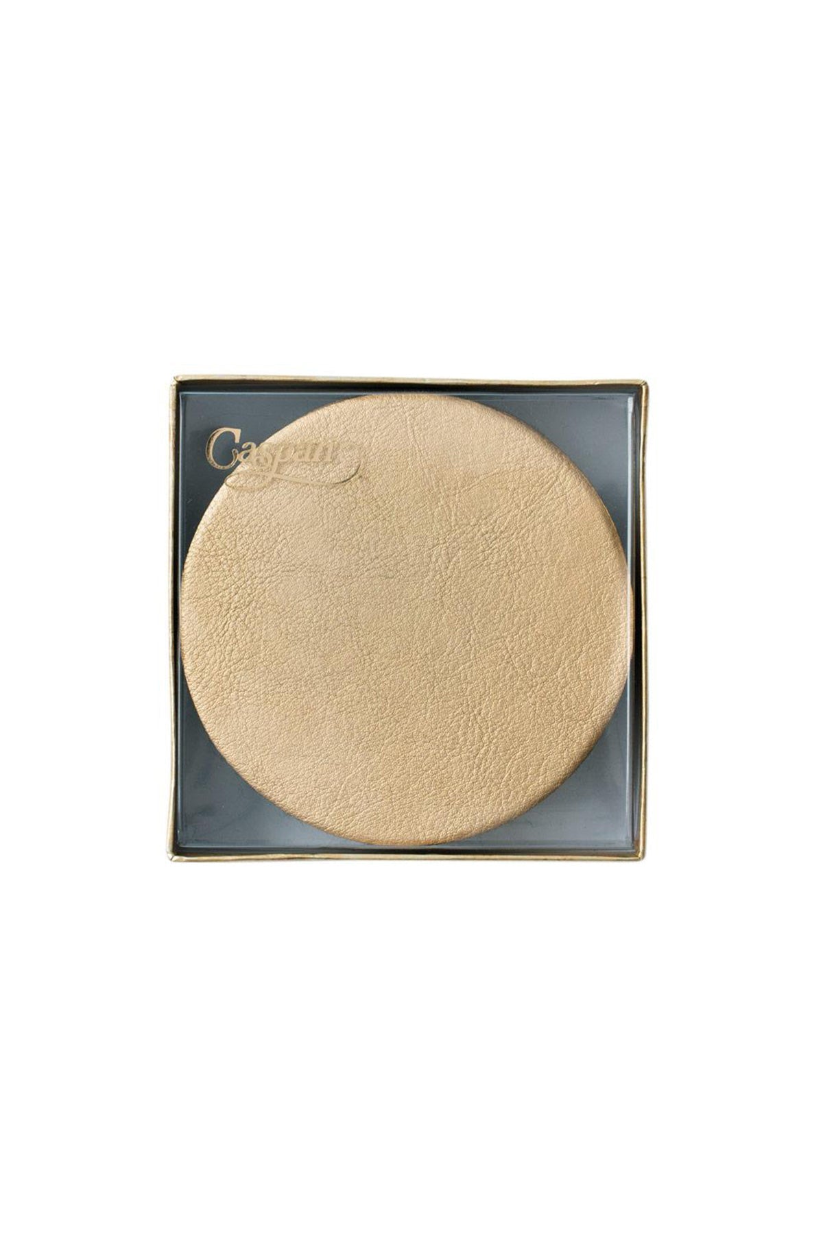 Round Leather Felt-Backed Coasters in Gold - 8 Per Box - shop-olivia.com