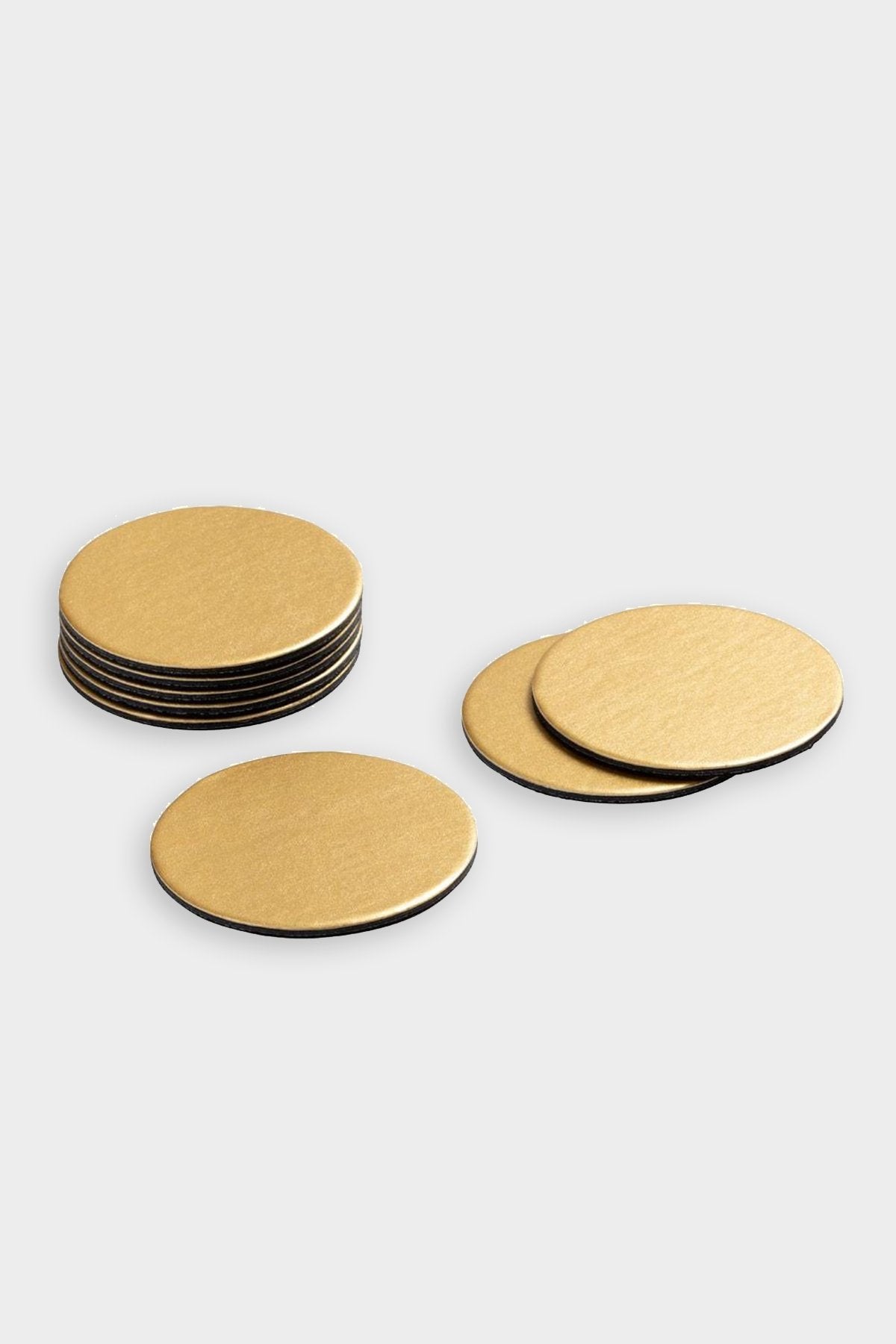 Round Luster Felt-Backed Coasters in Gold - 8 Per Box - shop-olivia.com