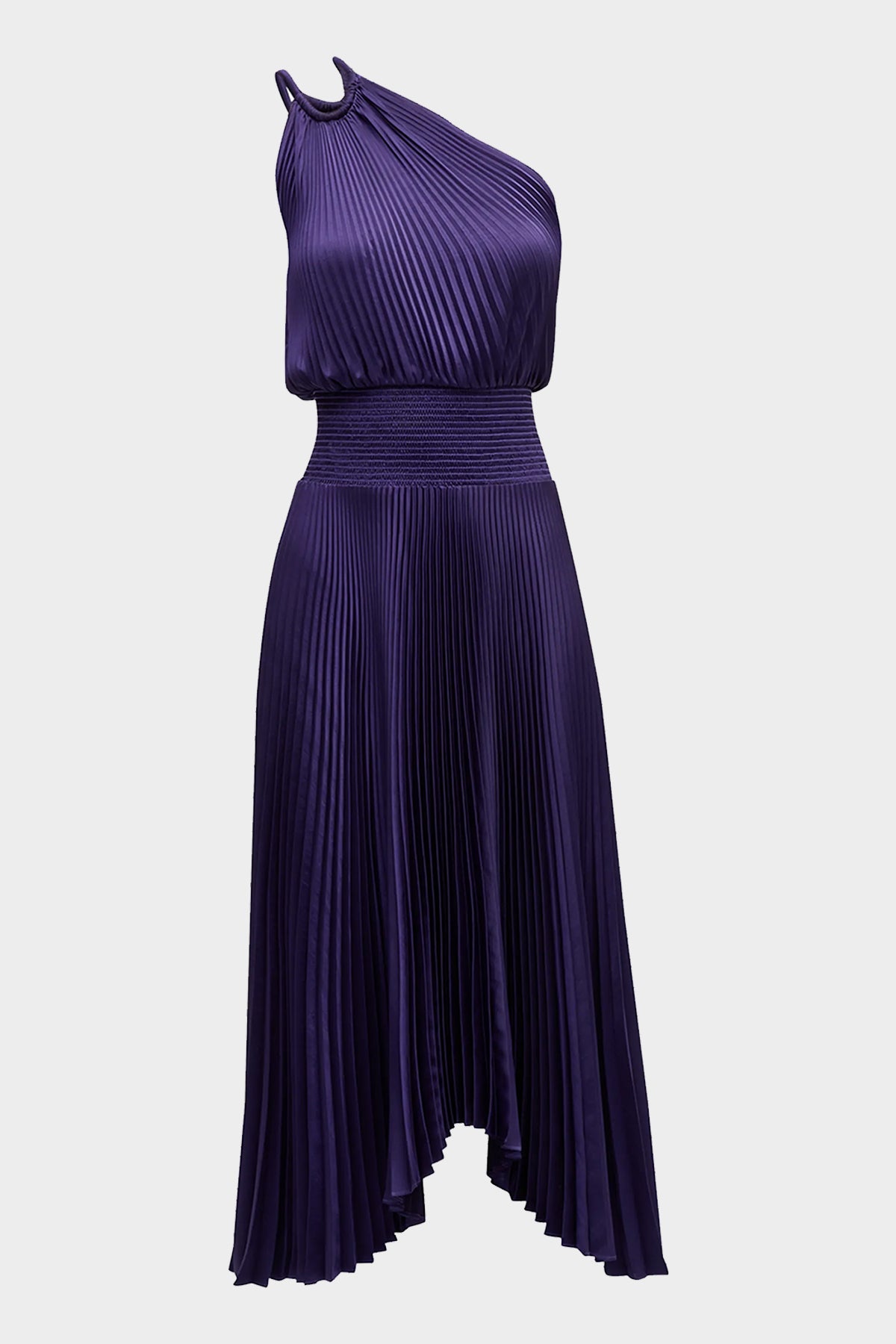 Ruby Satin Pleated Dress in Purple - shop-olivia.com