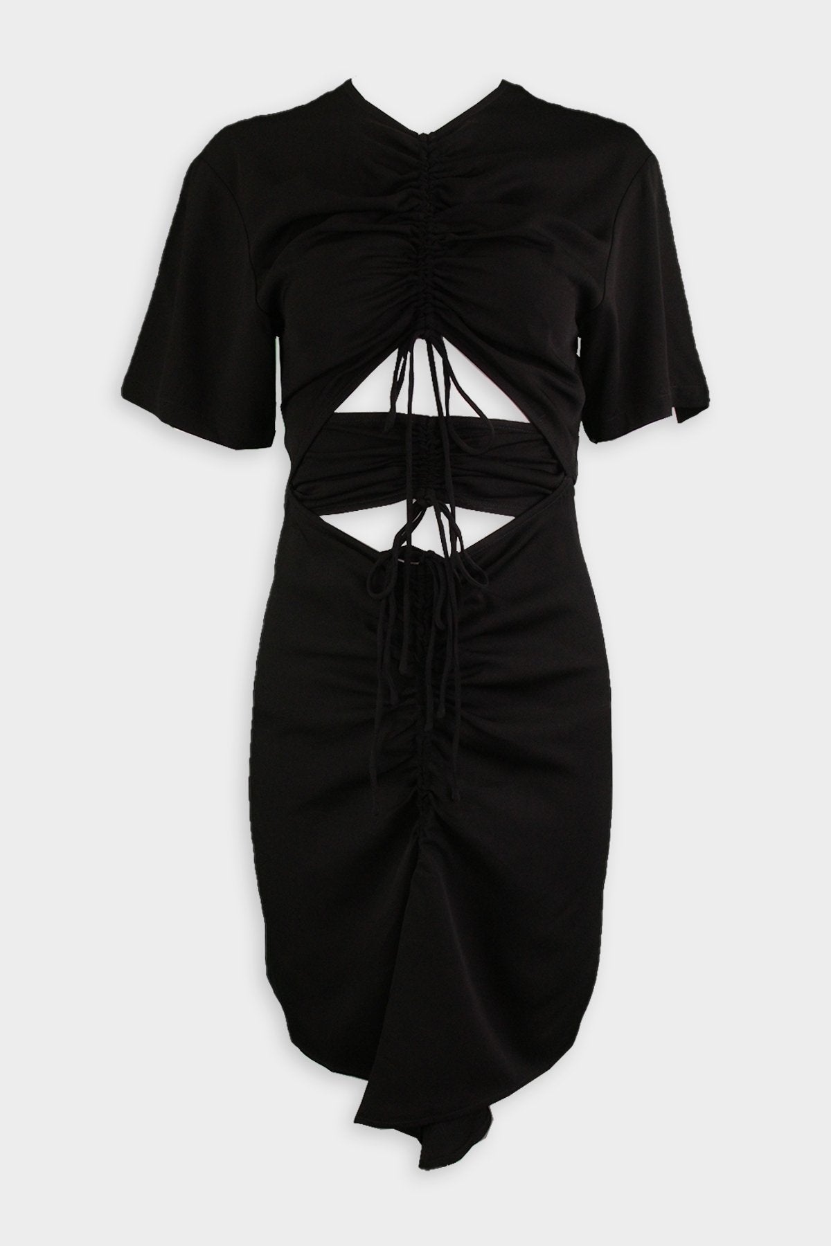 Ruched Multi Tie Mini Dress in Black - shop-olivia.com