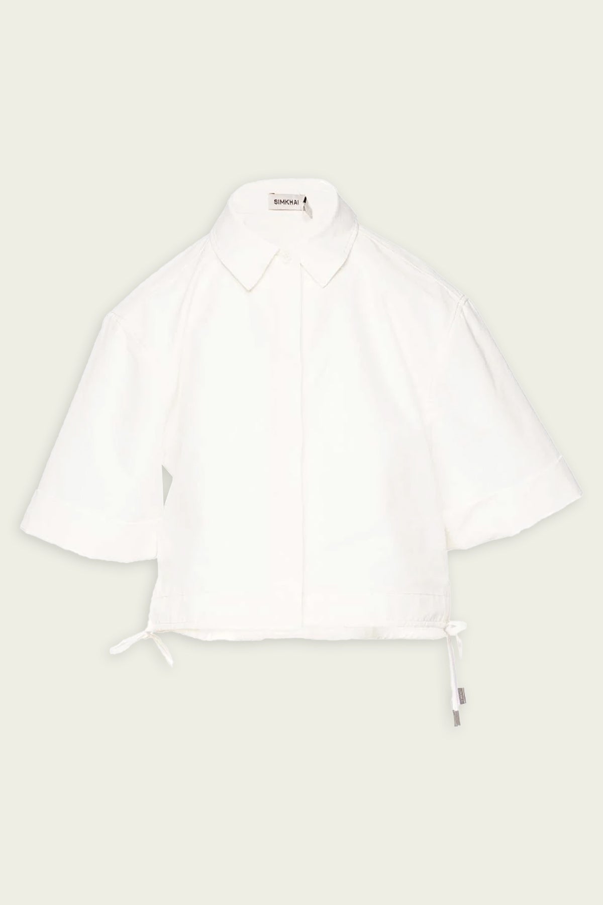 Ryett Short Sleeve Cropped Shirt in White - shop-olivia.com