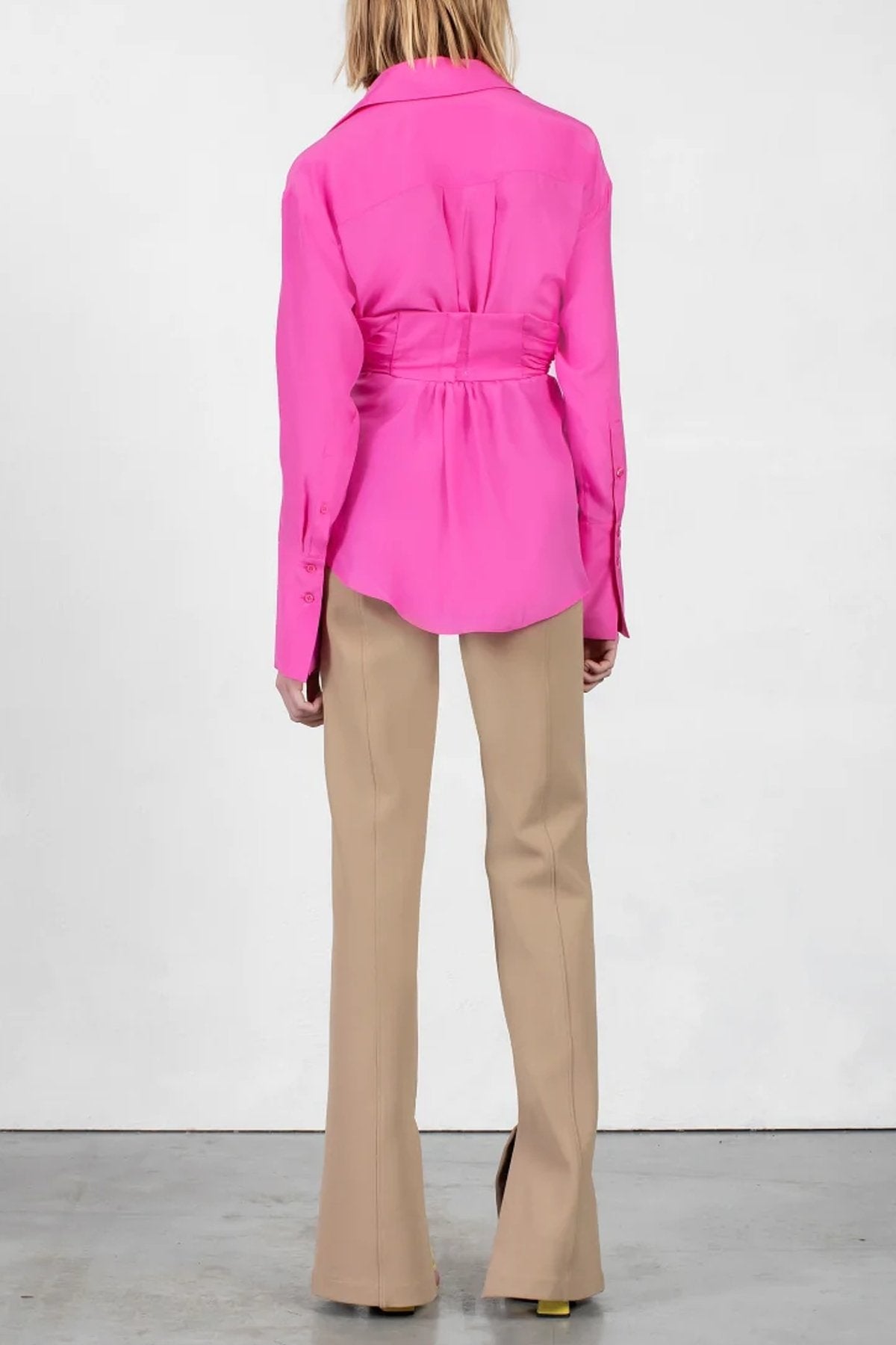 Sabinas Silk Shirt in Hot Pink - shop-olivia.com
