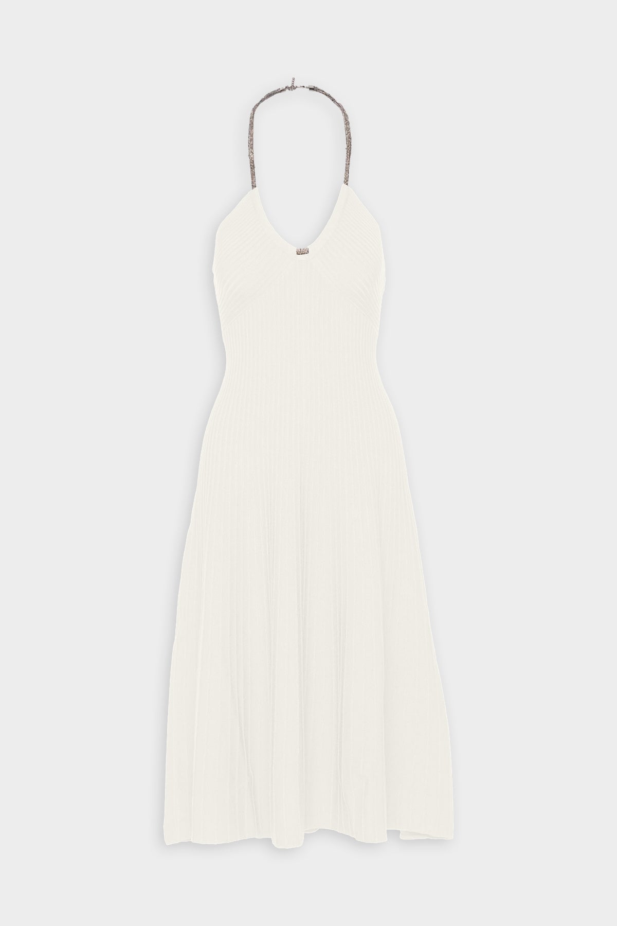 Sadira Crystal Halter Midi Dress in Ivory - shop-olivia.com