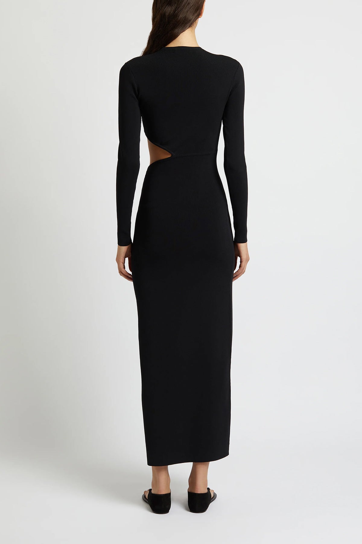 Salacia Wire Long Sleeve Column Dress in Black