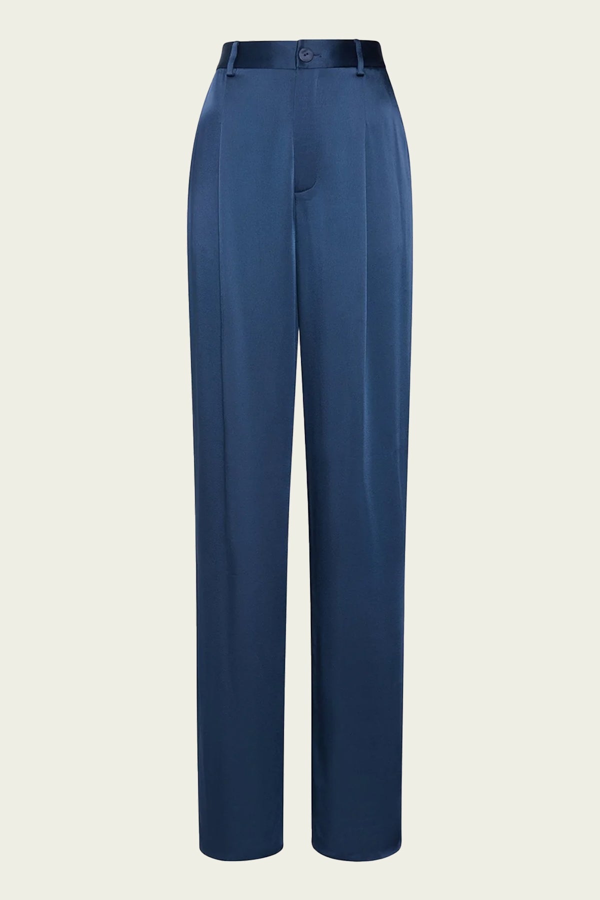Satin Relaxed Pleated Pant in Ink - shop-olivia.com