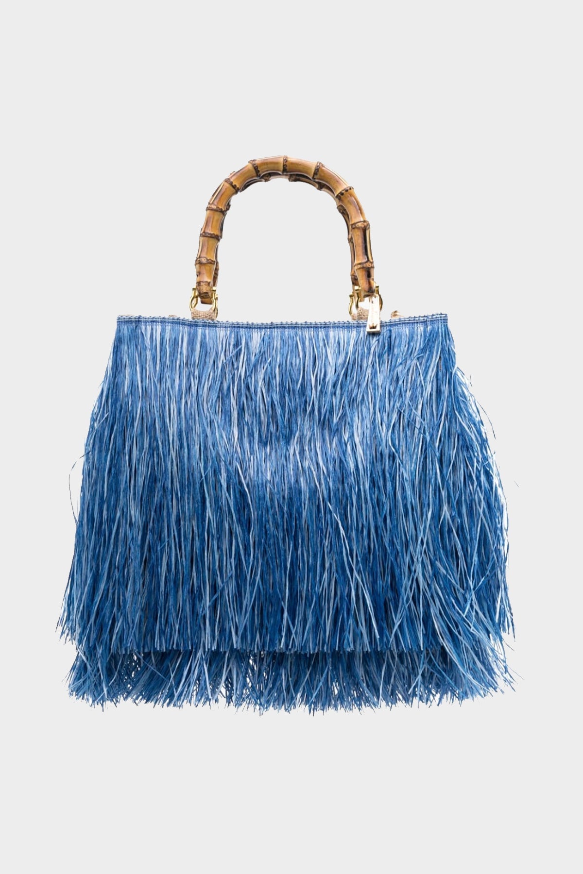 Scicli Fringed-Raffia Medium Tote Bag in Blue - shop-olivia.com