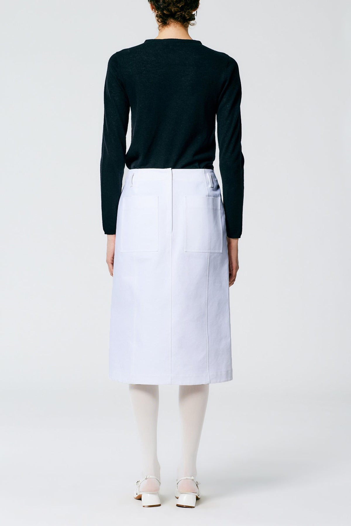 Sculpted Cotton Pitched Skirt in White - shop-olivia.com