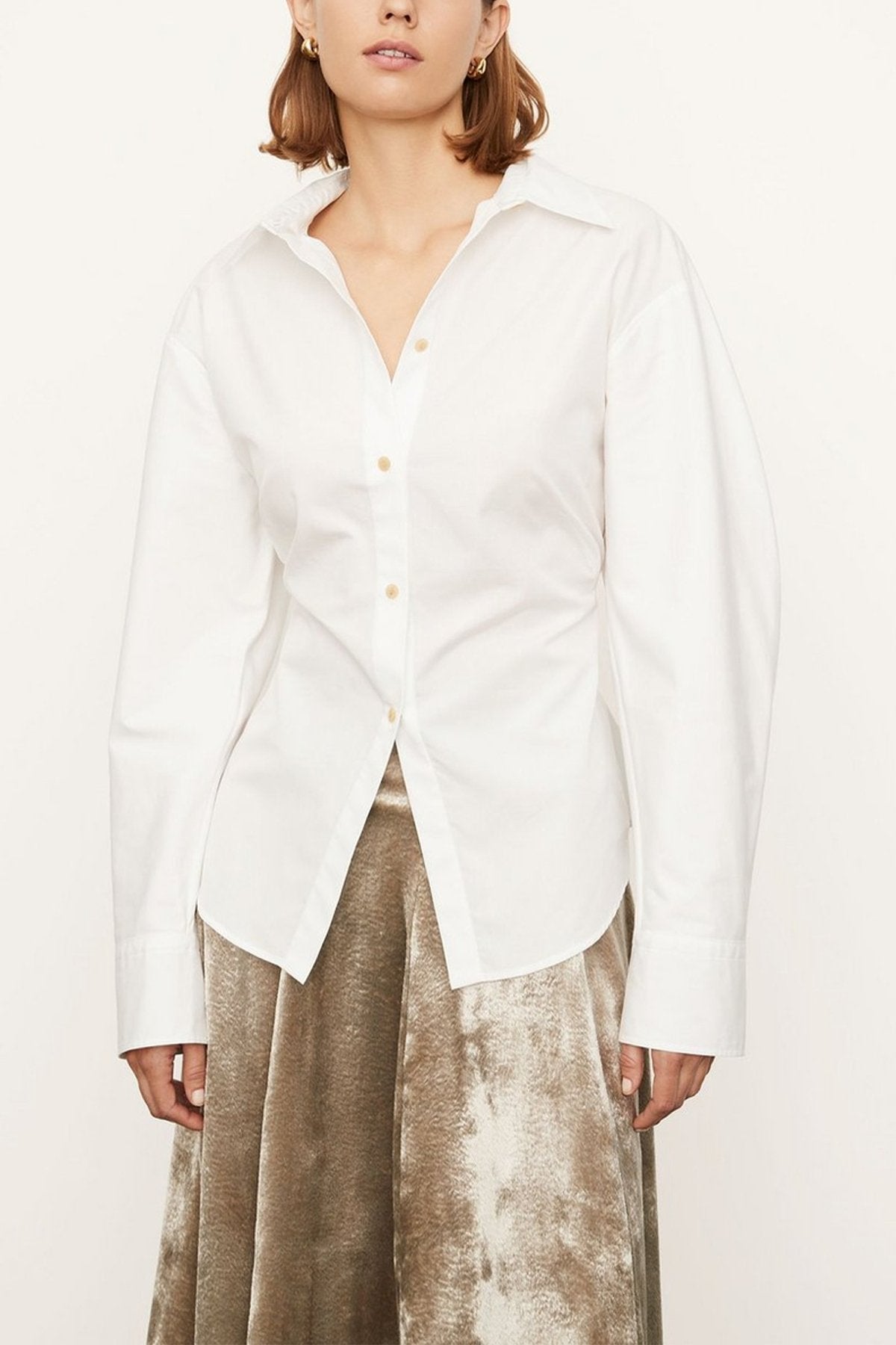 Sculpted Long Sleeve Shirt in Optic White - shop-olivia.com