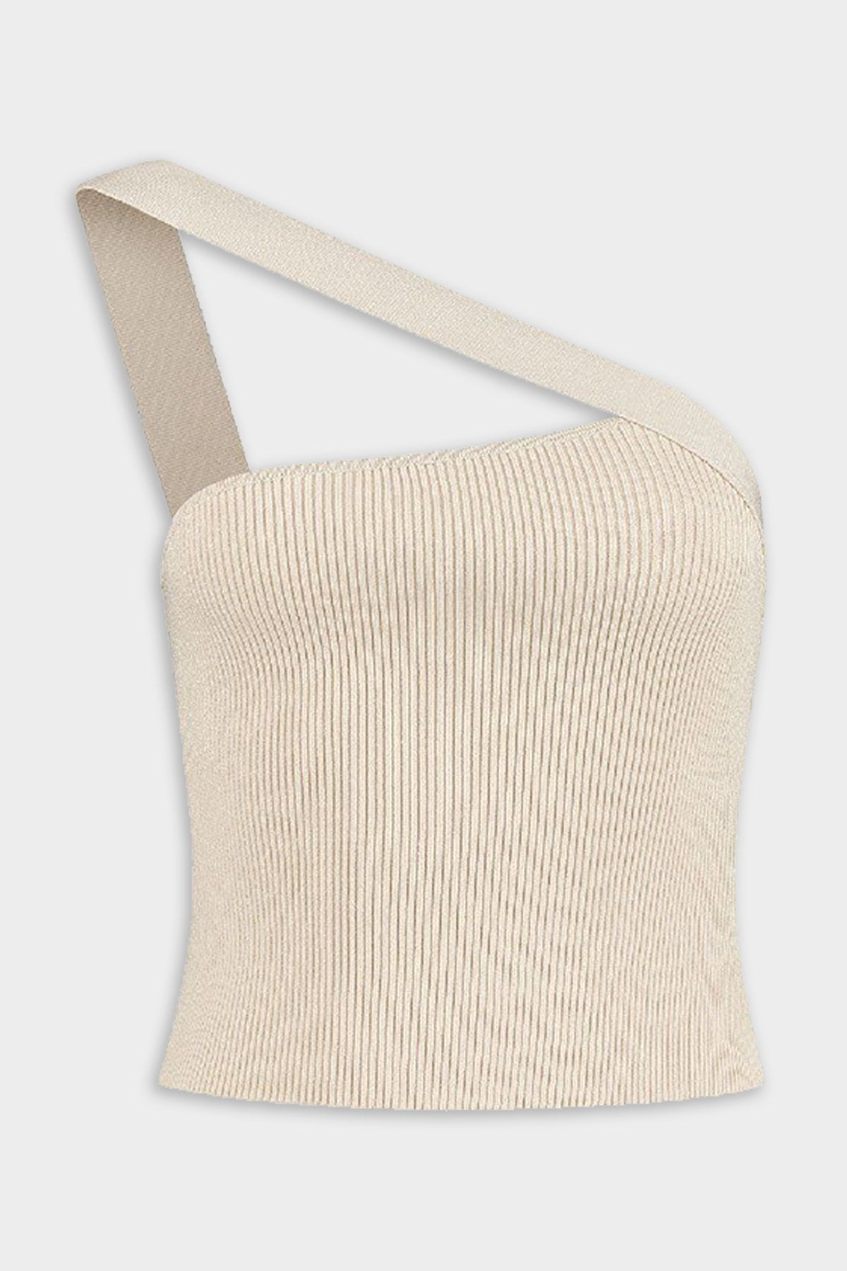 Selas One-Shoulder Knit Top in Creme - shop-olivia.com