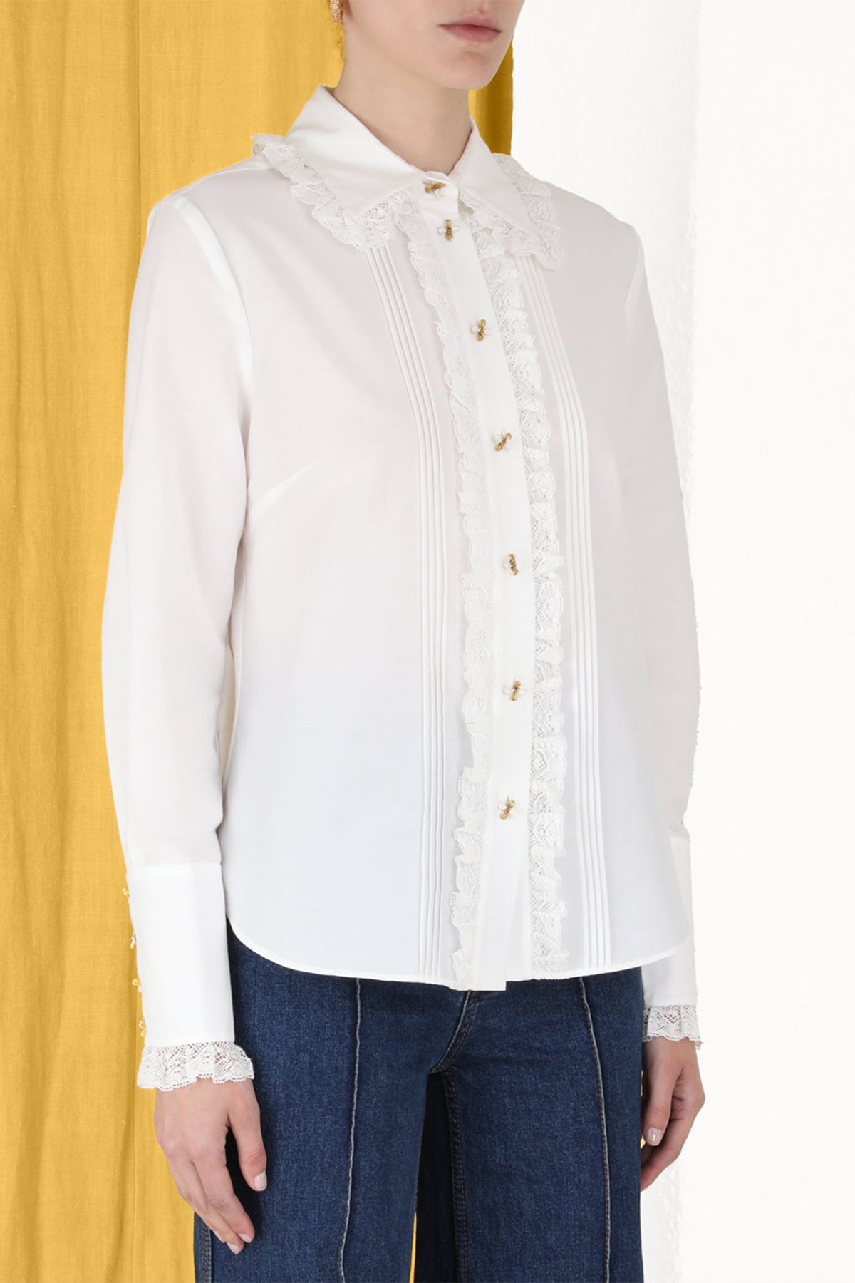 Sensory Pintucked Shirt in Ivory - shop-olivia.com