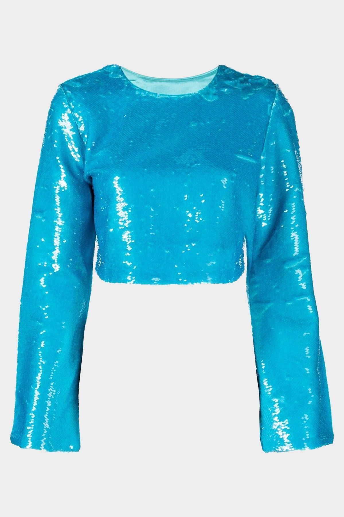 Sequins Blouse in Blue Curacao - shop-olivia.com