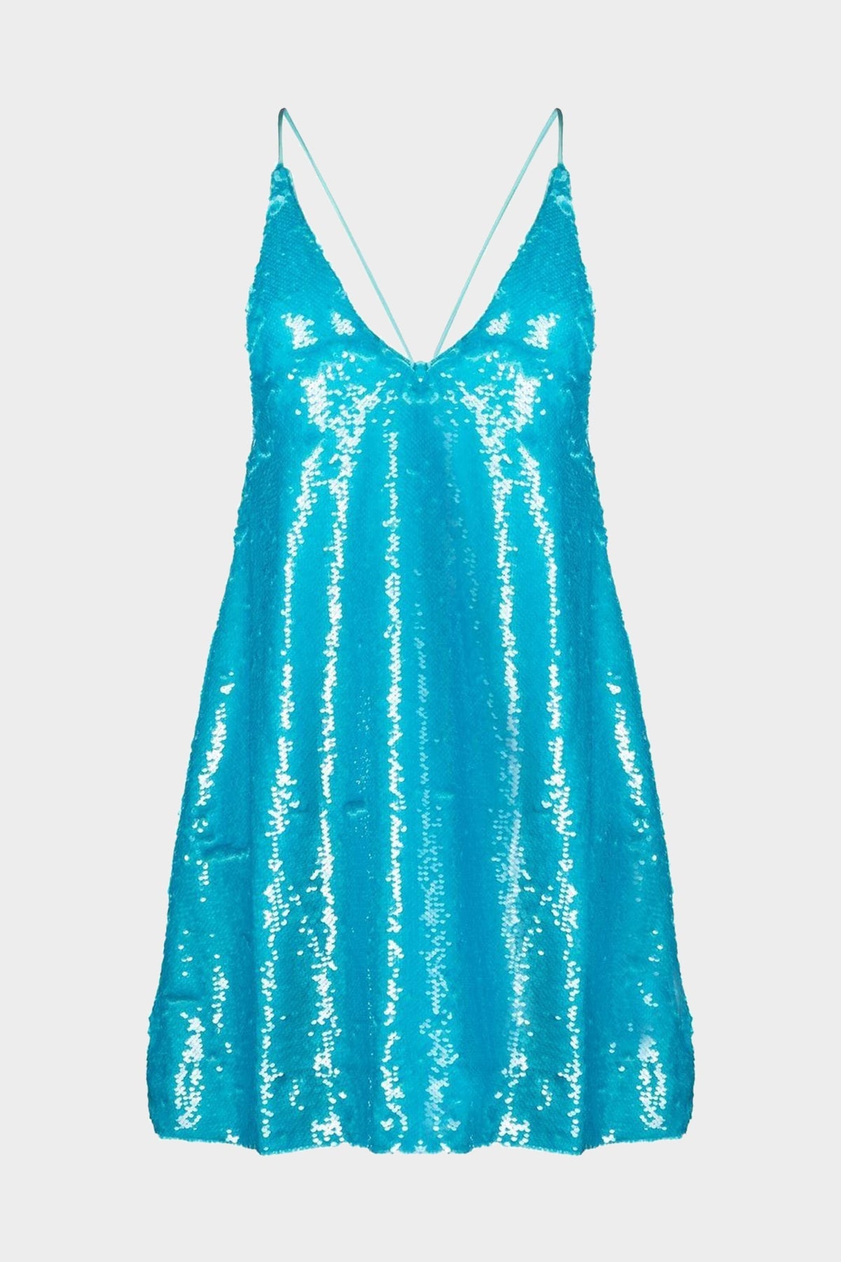 Sequins Strap Mini Dress in Blue Curacao - shop-olivia.com