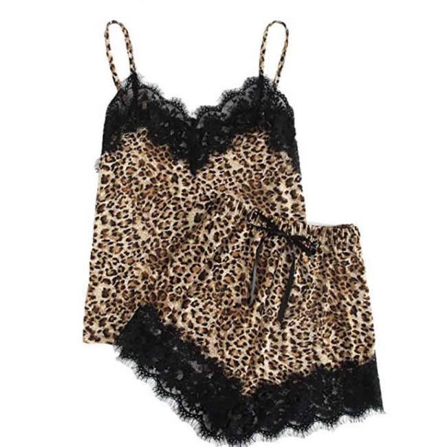 Sexy Sling Lace Leopard Cami and Shorts - shop-olivia.com