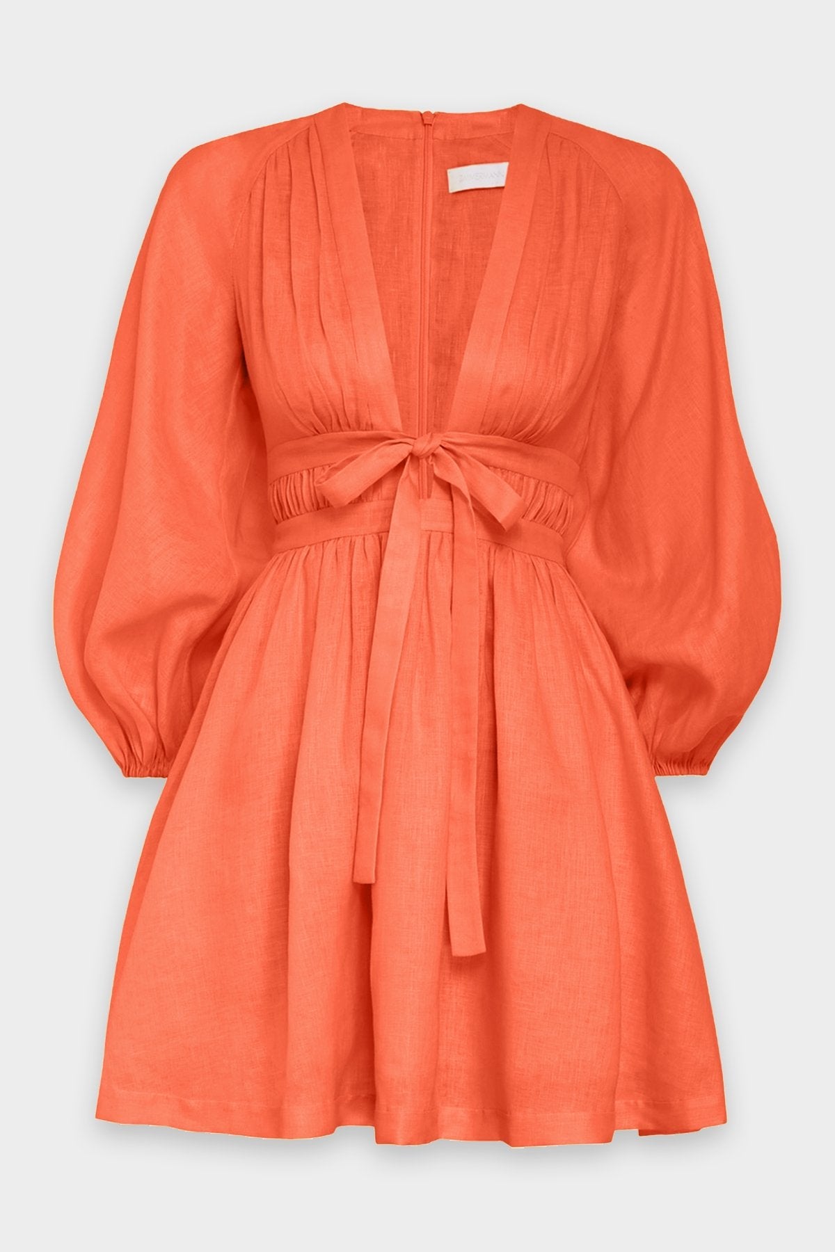 Shelly Plunge Bow Mini Dress in Blood Orange - shop-olivia.com