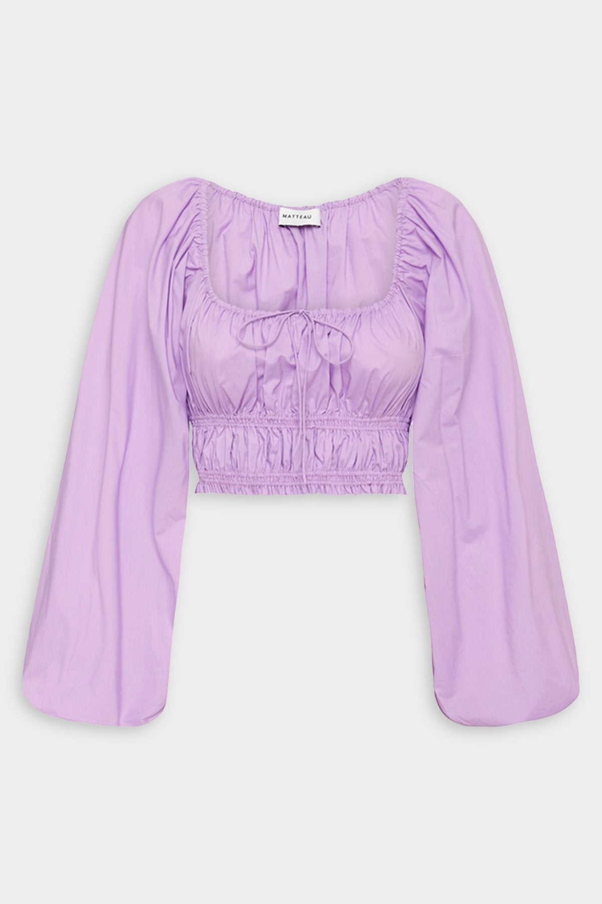 Shirred Decolette Blouse in Violet - shop-olivia.com