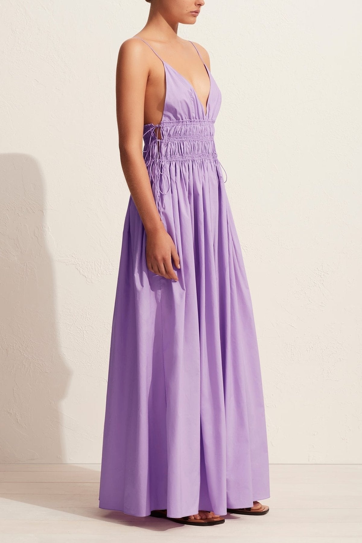 Shirred Triangle Dress in Violet - shop-olivia.com