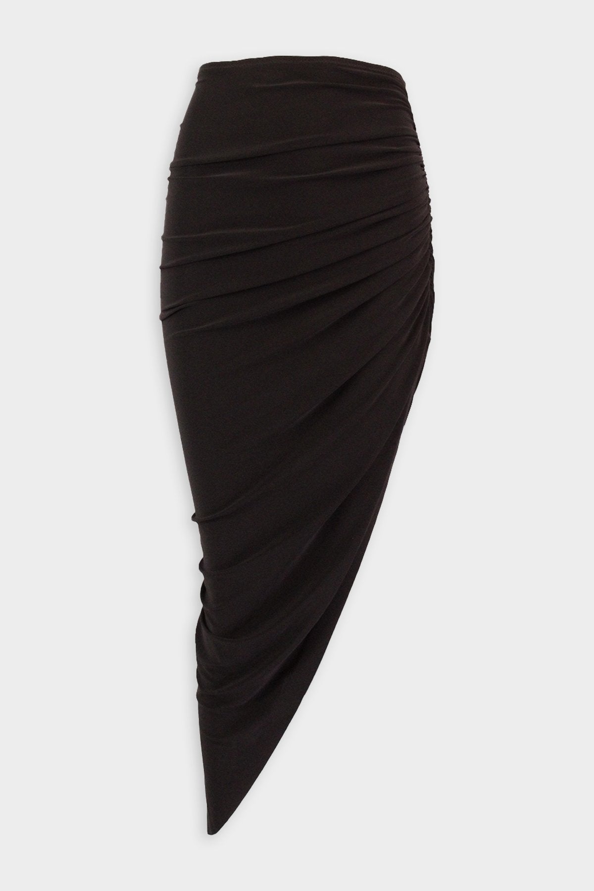 Side Drape Long Skirt in Black - shop-olivia.com