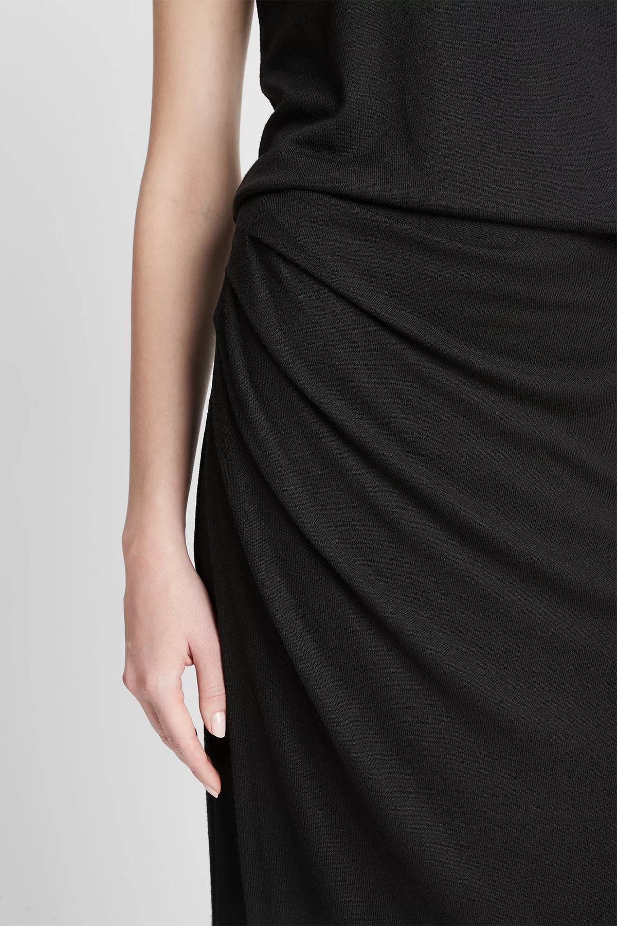 Side-Drape Skirt in Black - shop-olivia.com