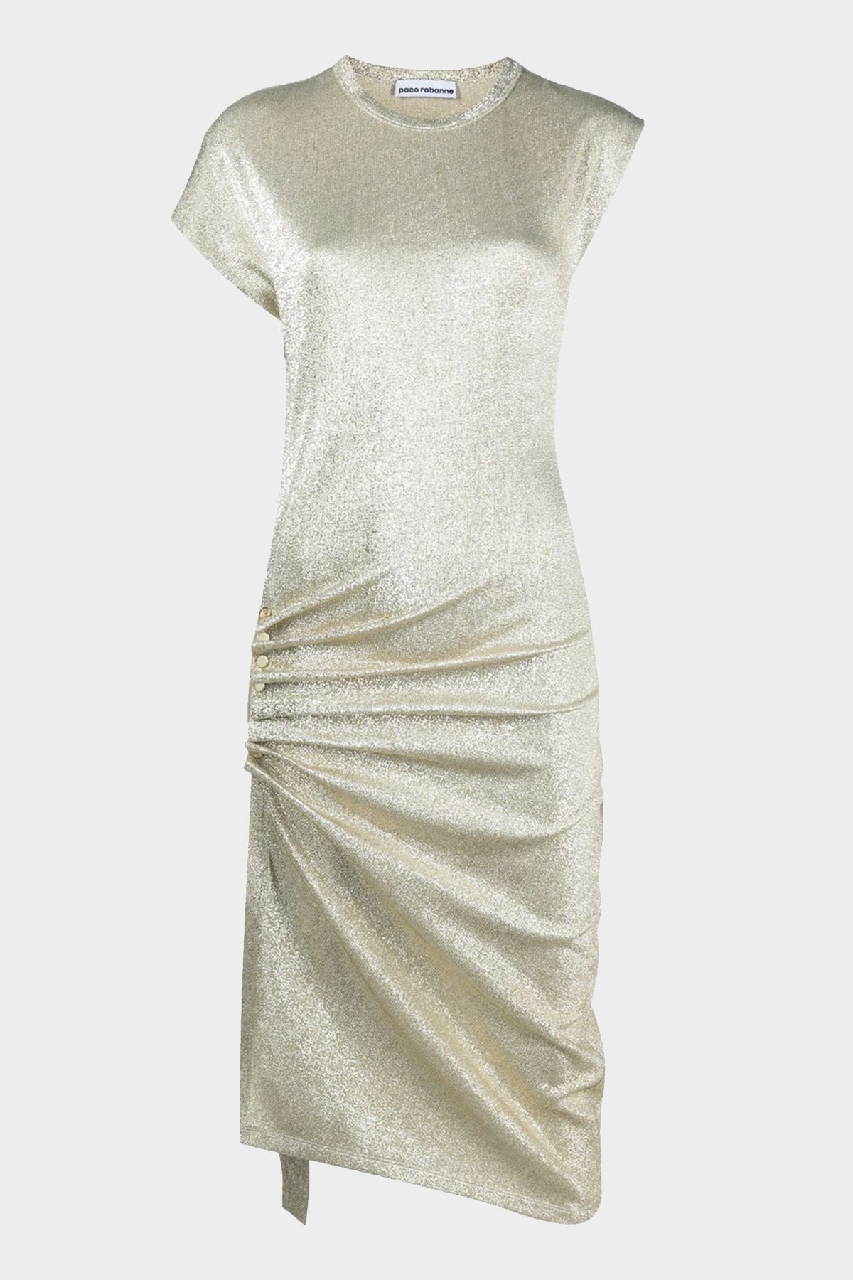 Side Gathered-Detail Midi Dress in Silver Gold - shop-olivia.com
