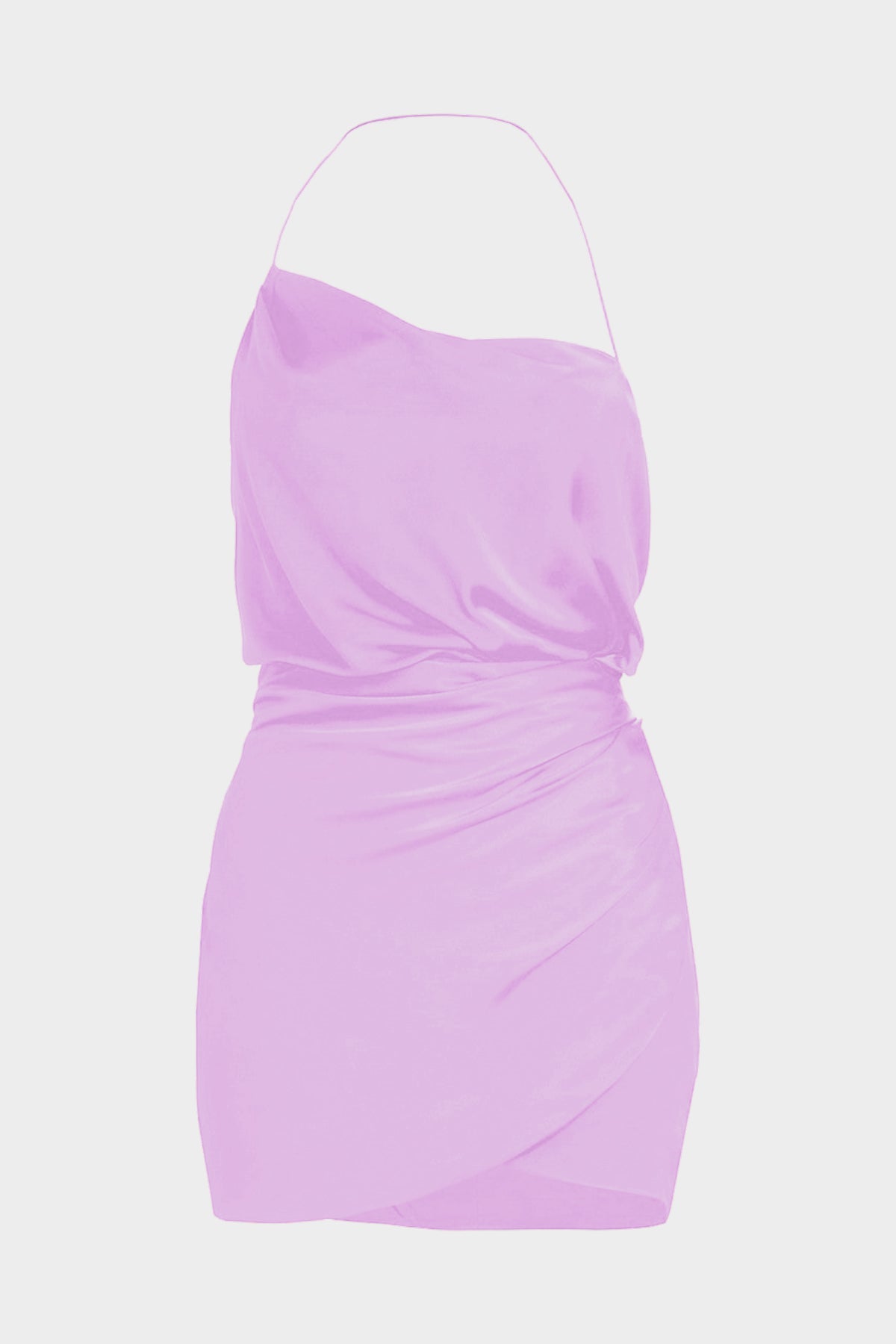 Silk Draped Cowl Mini Dress in Lavender - shop-olivia.com