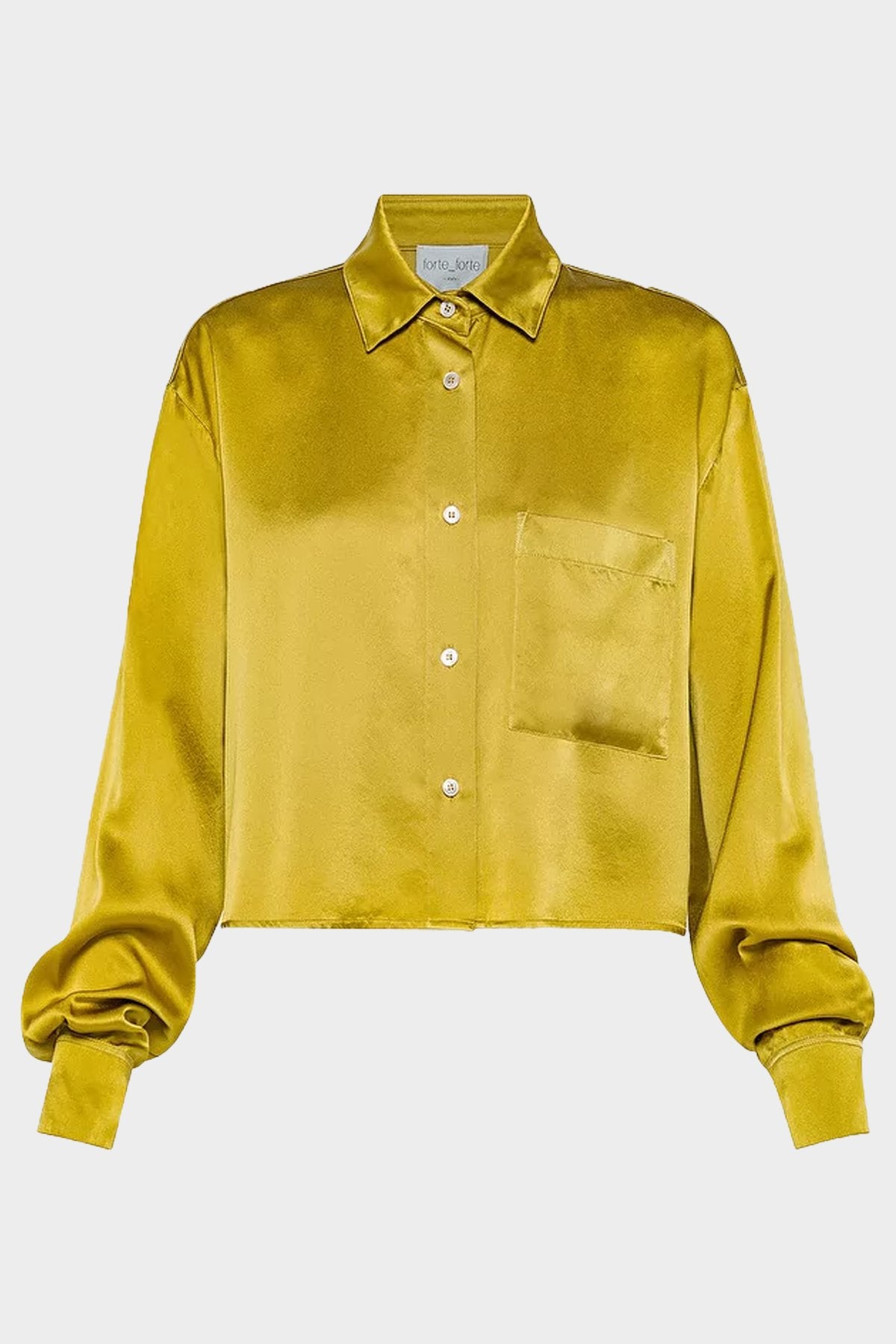 Silk Satin Mannish Shirt in Gold - shop-olivia.com