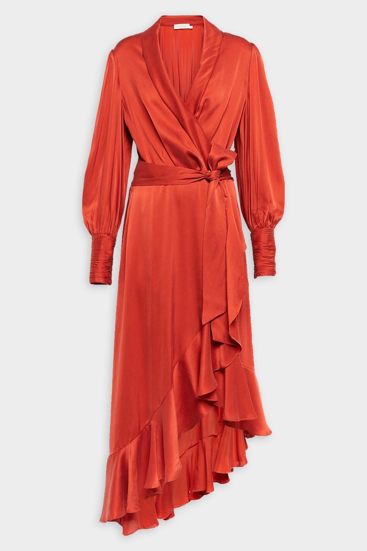 Silk Wrap Midi Dress in Crimson - shop-olivia.com