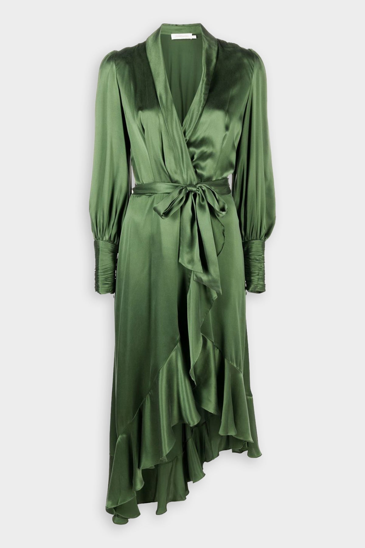 Silk Wrap Midi Dress in Forest - shop-olivia.com