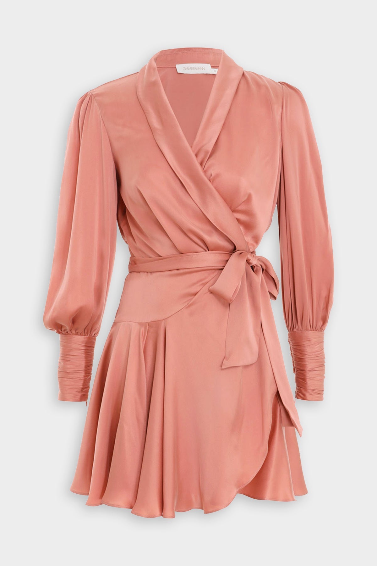 Silk Wrap Mini Dress in Dusty Pink - shop-olivia.com