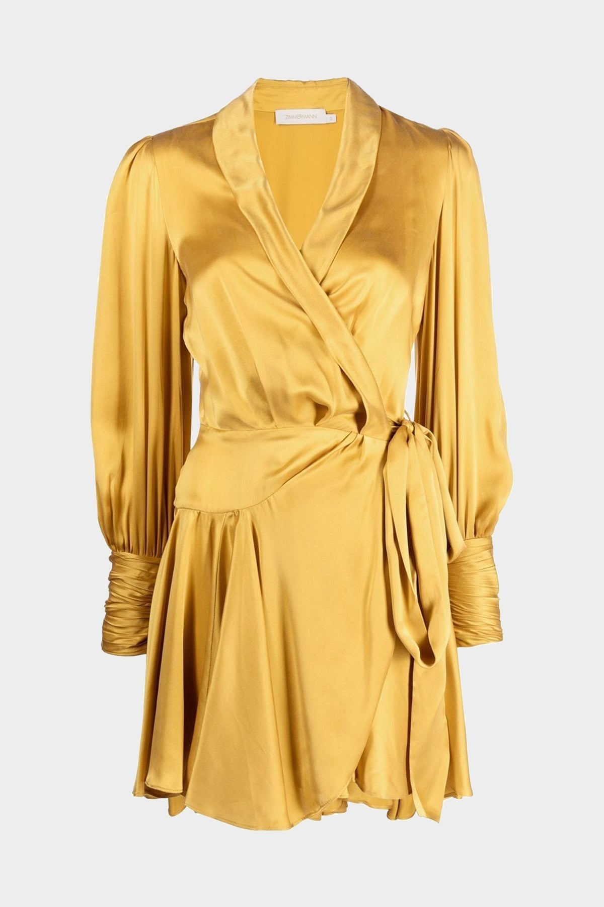 Silk Wrap Mini Dress in Gold - shop-olivia.com