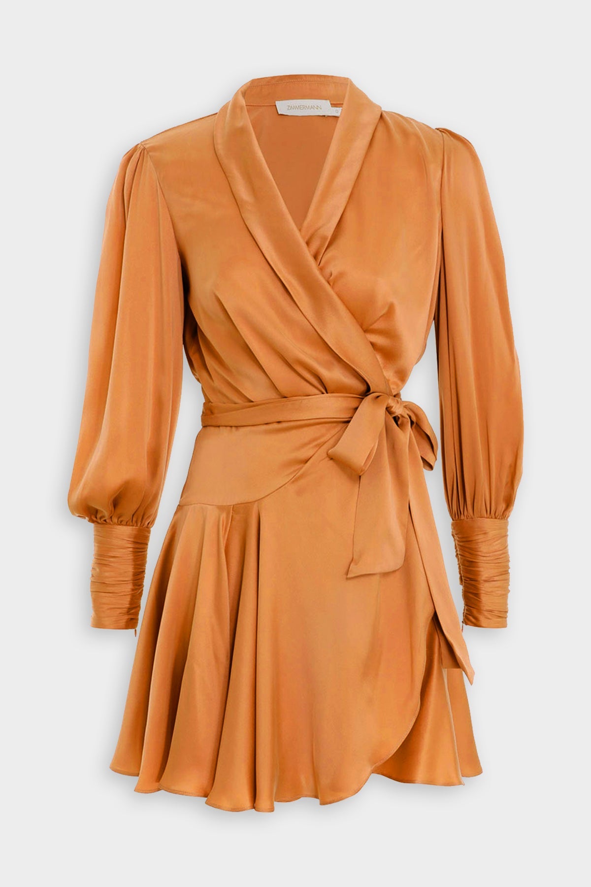 Silk Wrap Mini Dress in Tangerine - shop-olivia.com
