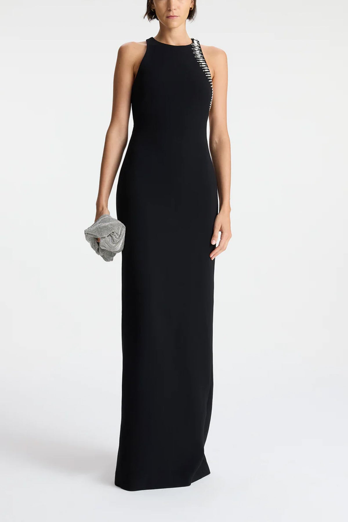 Skyler Embellished Open Back Dress in Black - shop-olivia.com