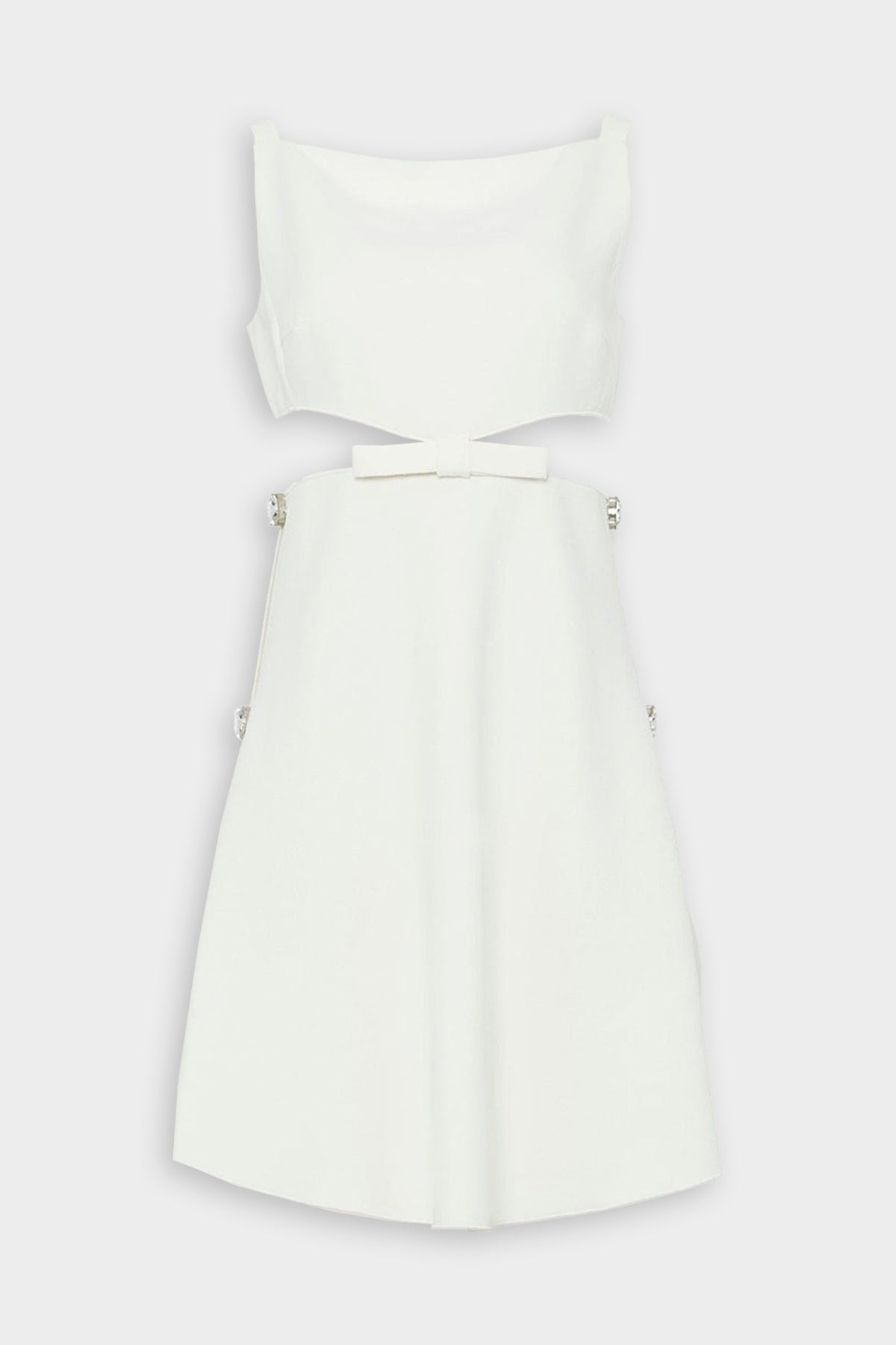 Sleeveless Bow Short Dress in Ivory - shop-olivia.com