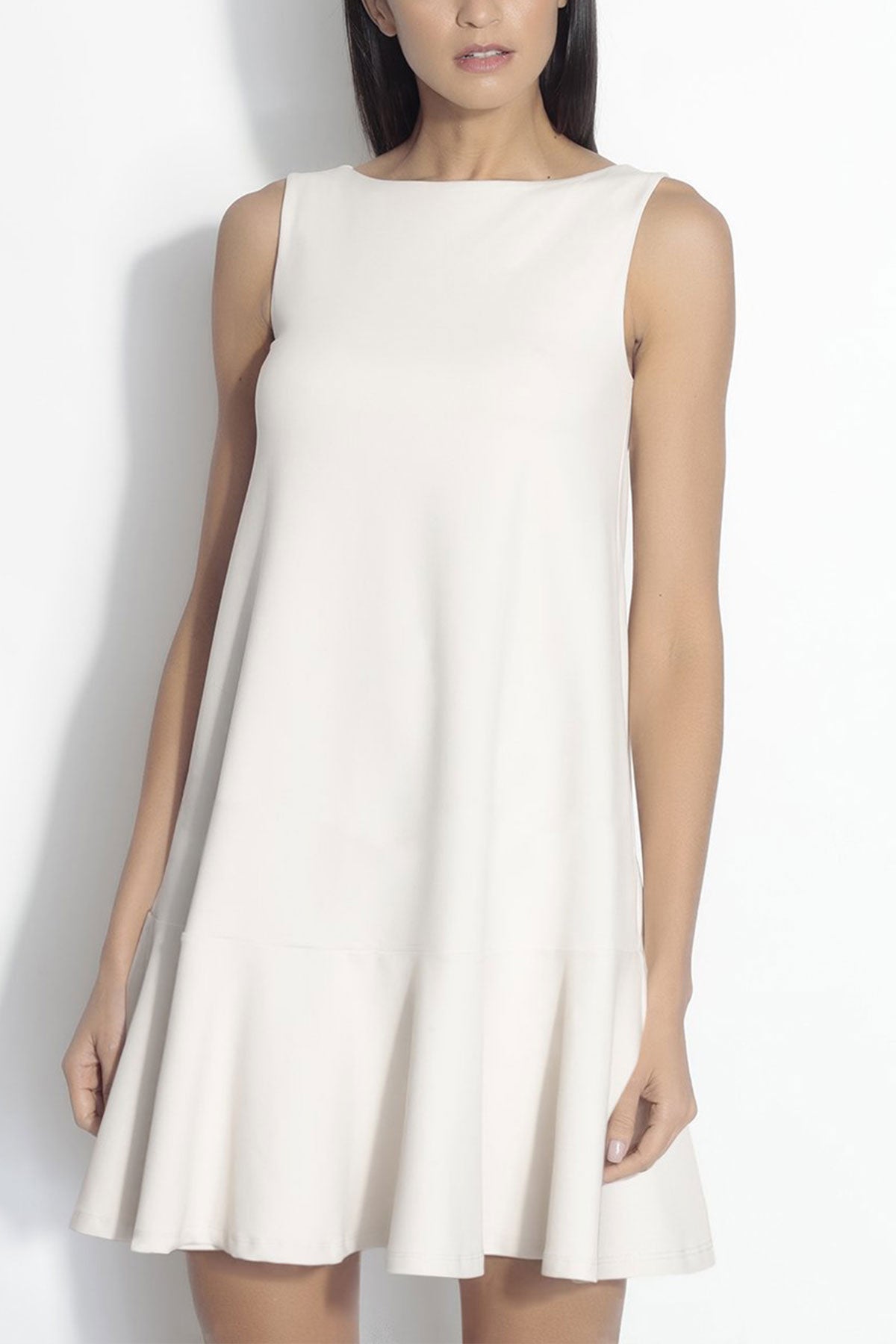 Sleeveless Ruffle Dress in Blanched Almond - shop-olivia.com