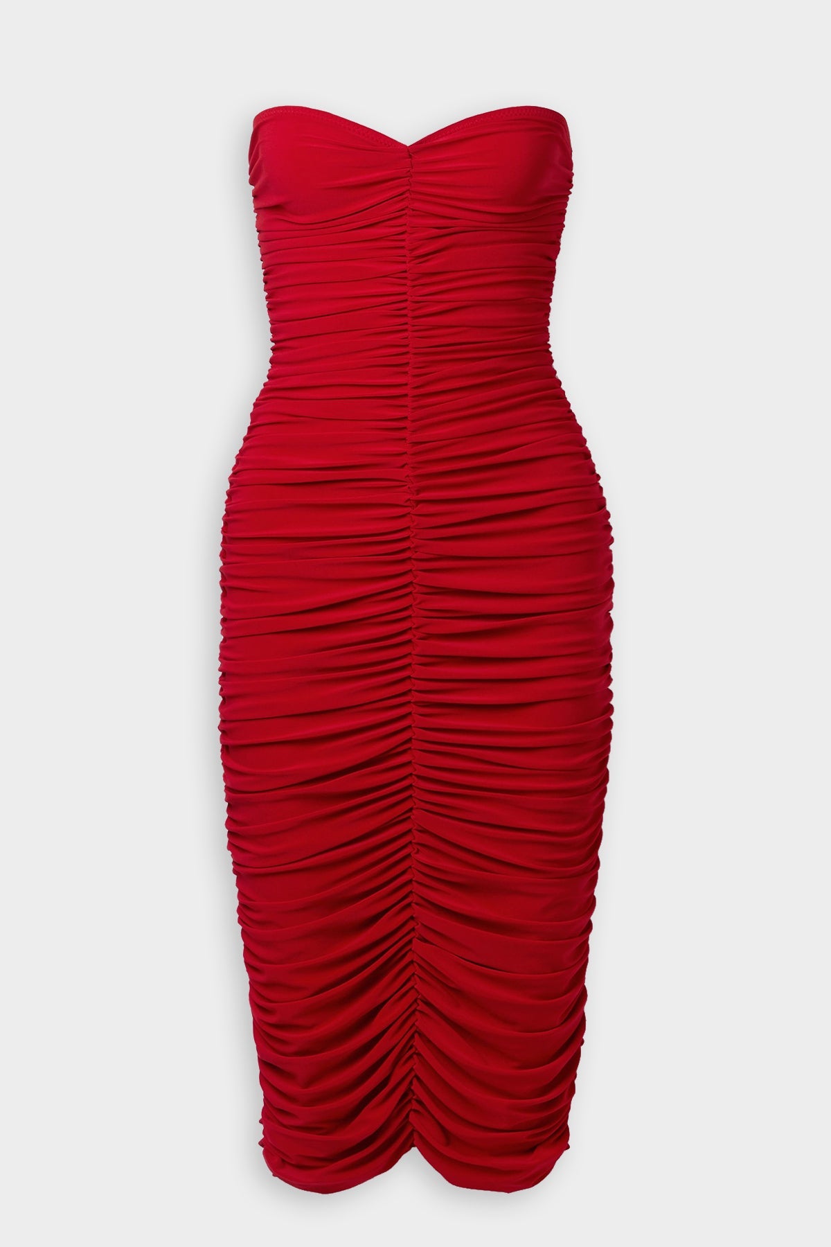 Slinky Below the Knee Dress in Red - shop-olivia.com