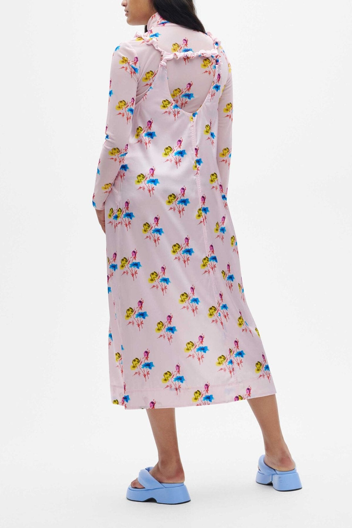 Slip Mini Dress in Floral Light Lilac - shop-olivia.com