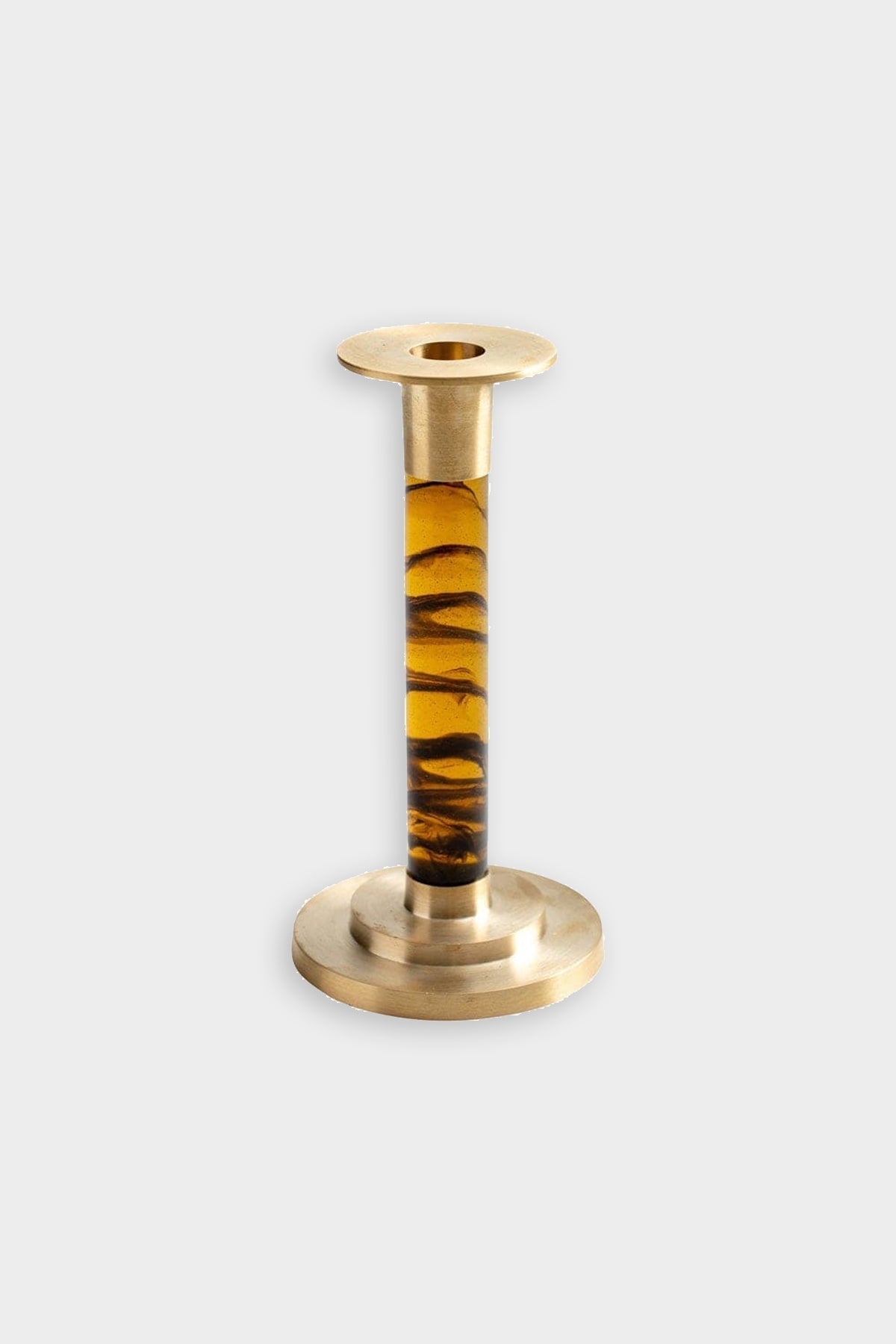 Small Brass & Resin Candlestick in Tortoiseshell - shop-olivia.com