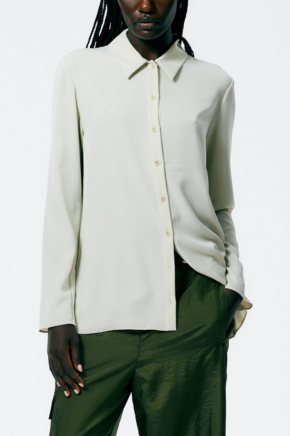 Soft Drape Slim Shirt in Dune - shop-olivia.com