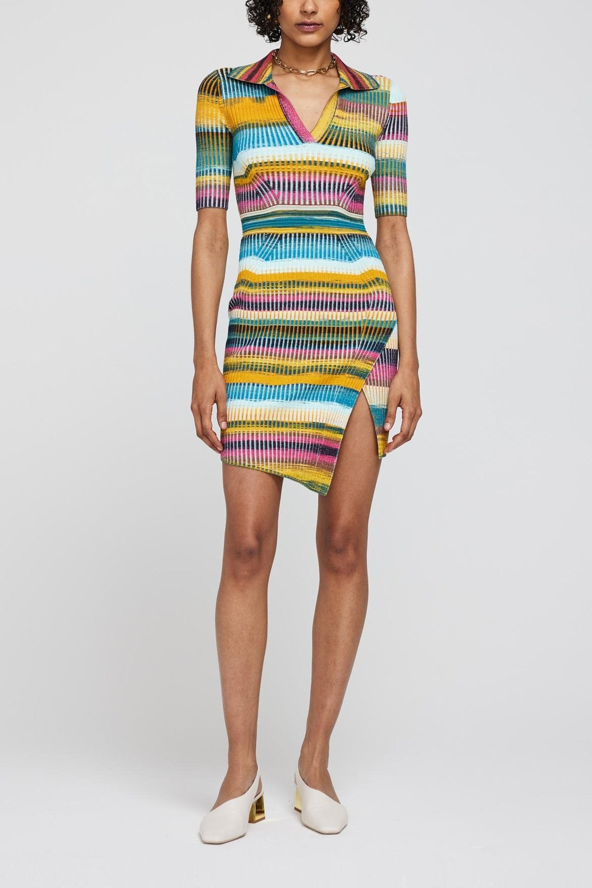 Solana Polo Mini Dress in Sunset Space Dye - shop-olivia.com