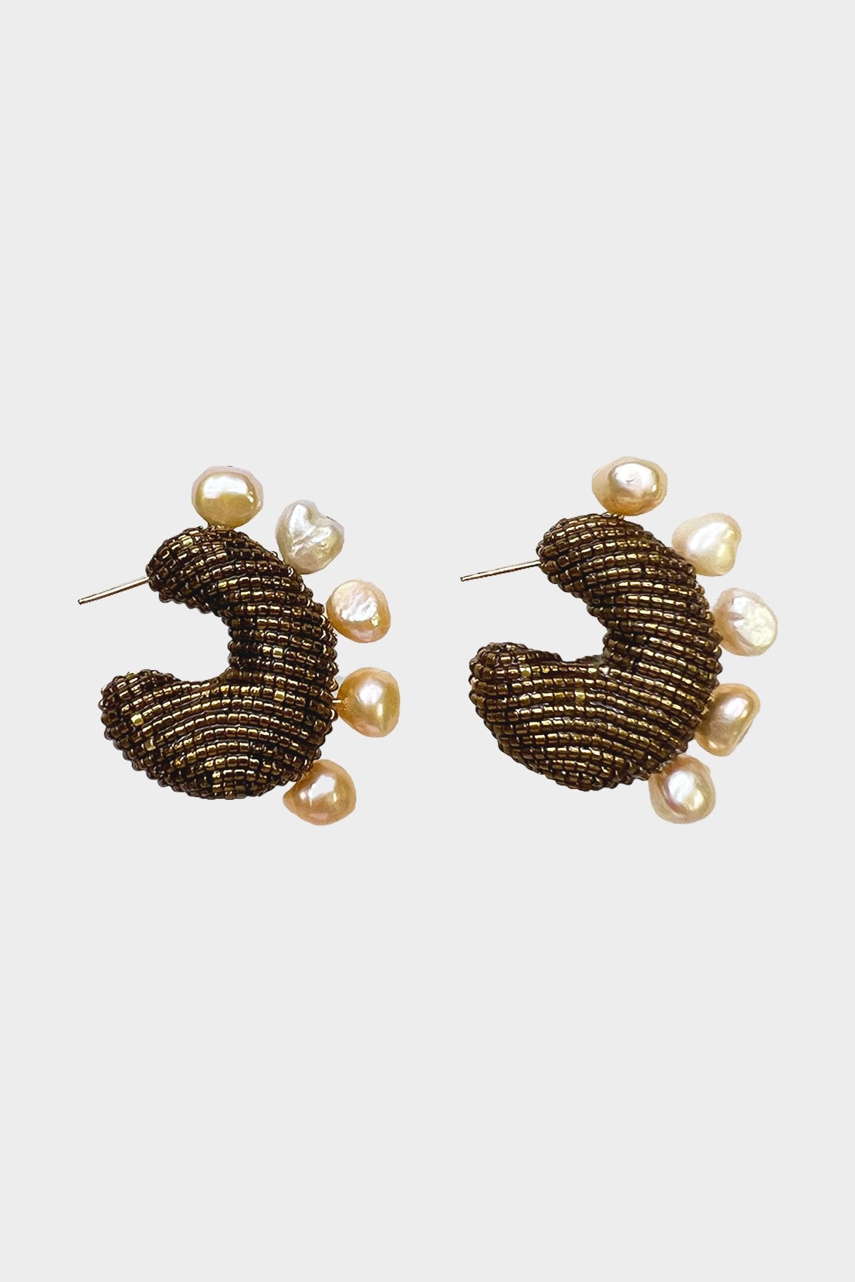 Solito Pearled Earrings in Bronze - shop-olivia.com