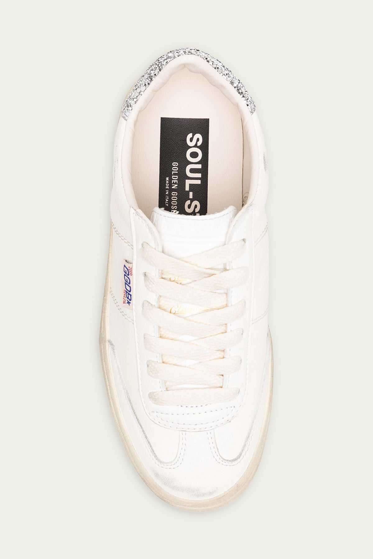 Soul-Star Nappa Bio Based Glitter Heel Sneaker in White - shop-olivia.com