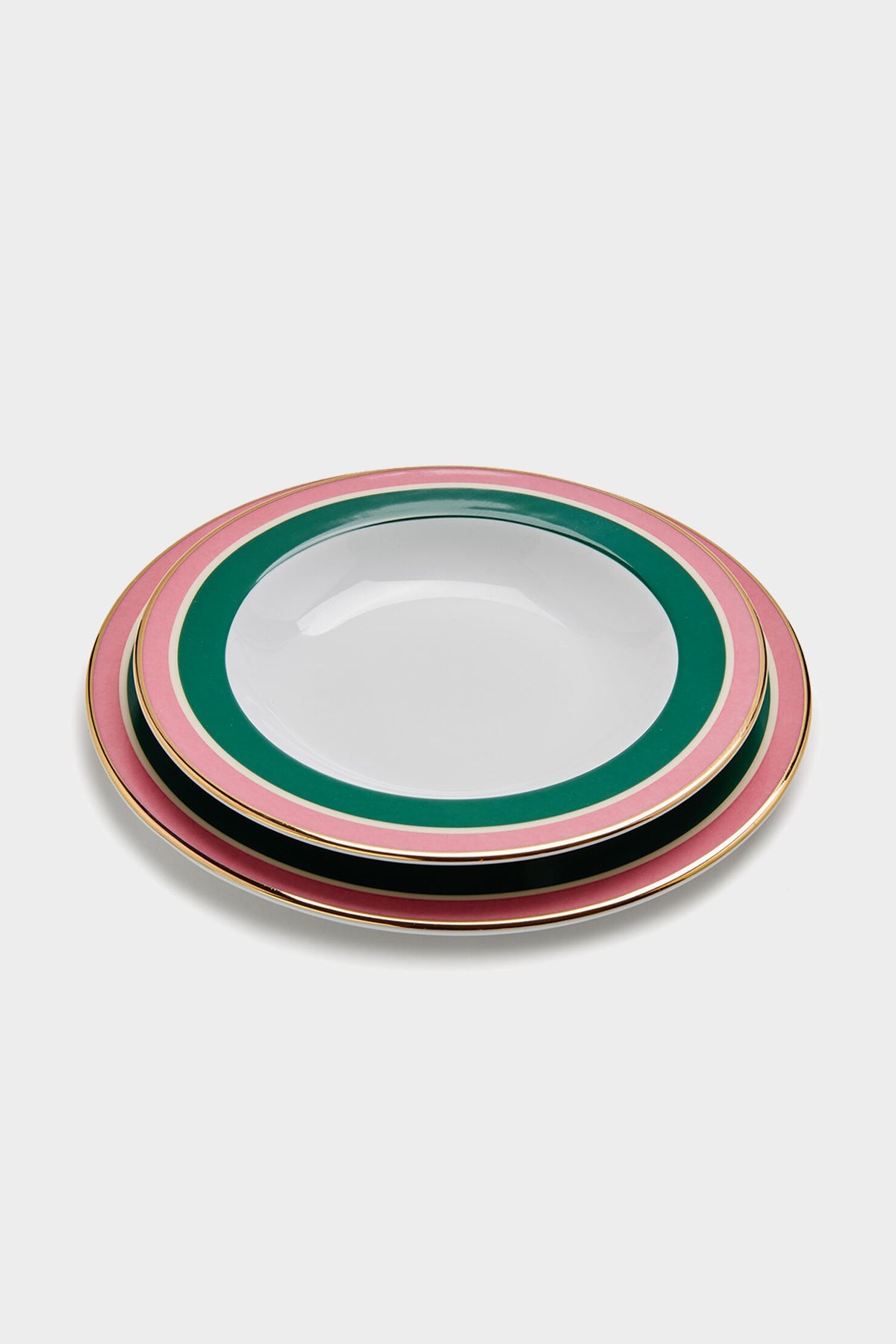 Soup and Dinner Plate Set of 2 in Rainbow Verde - shop-olivia.com