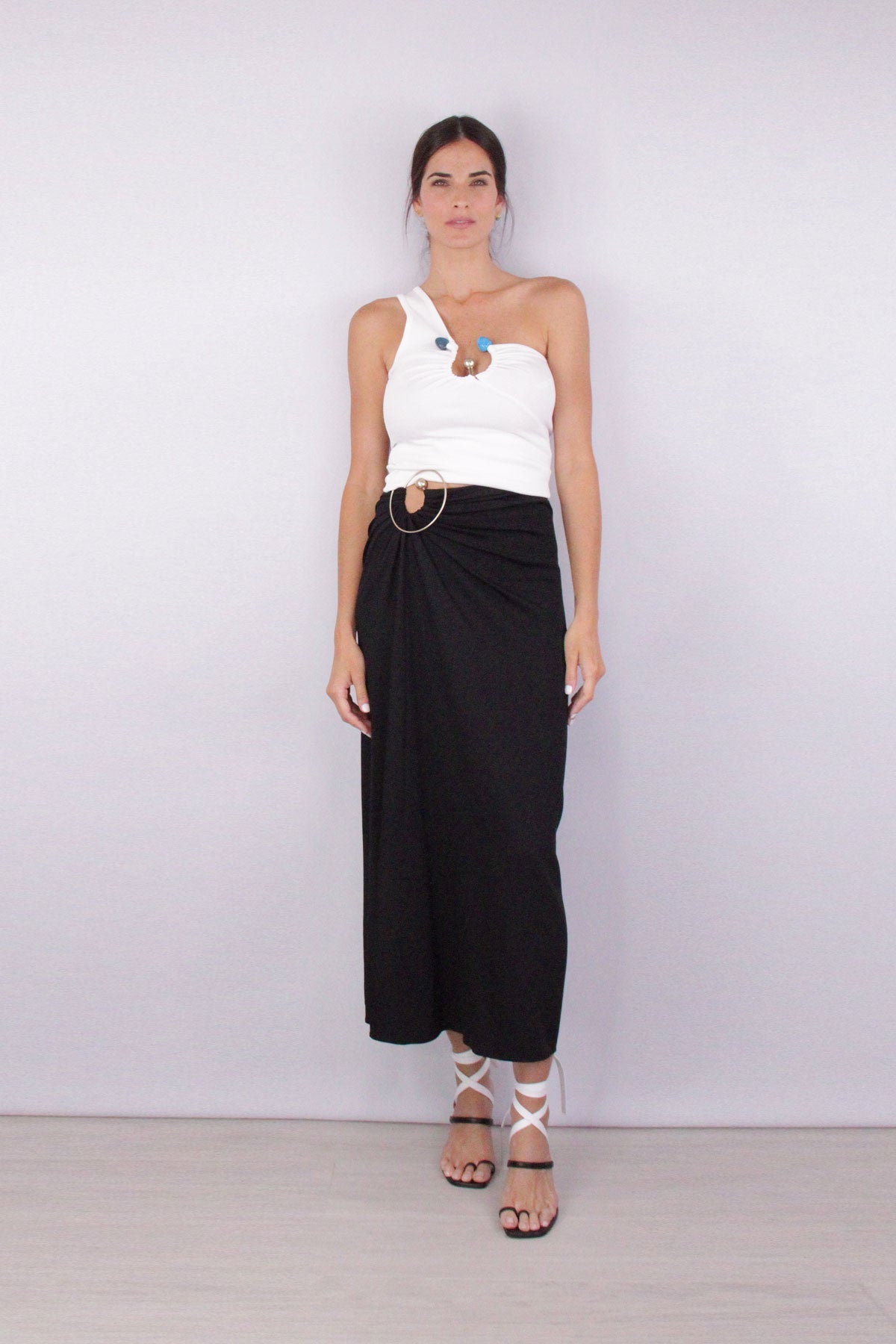 Spiral Ruched Skirt in Black - shop-olivia.com